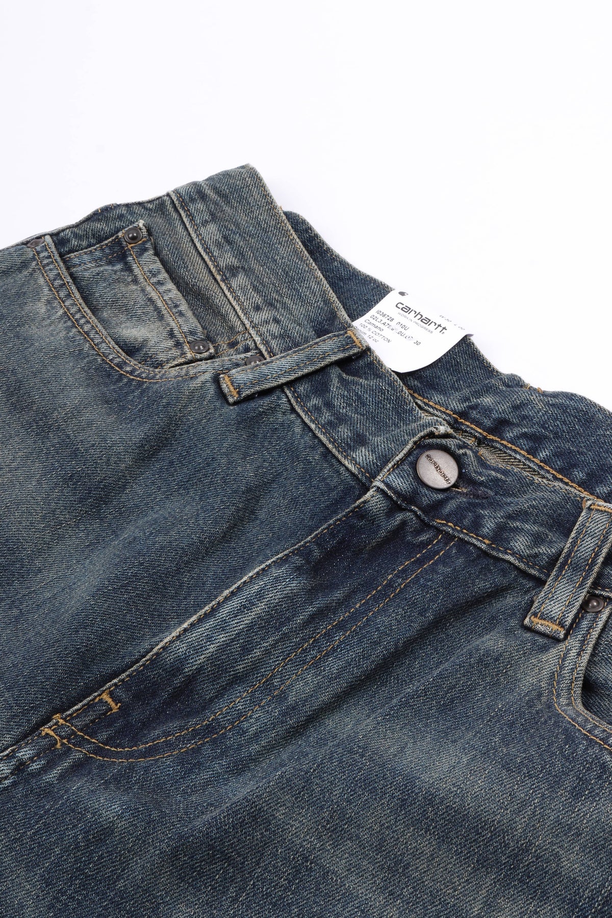 Aaron pant blue. mid worn