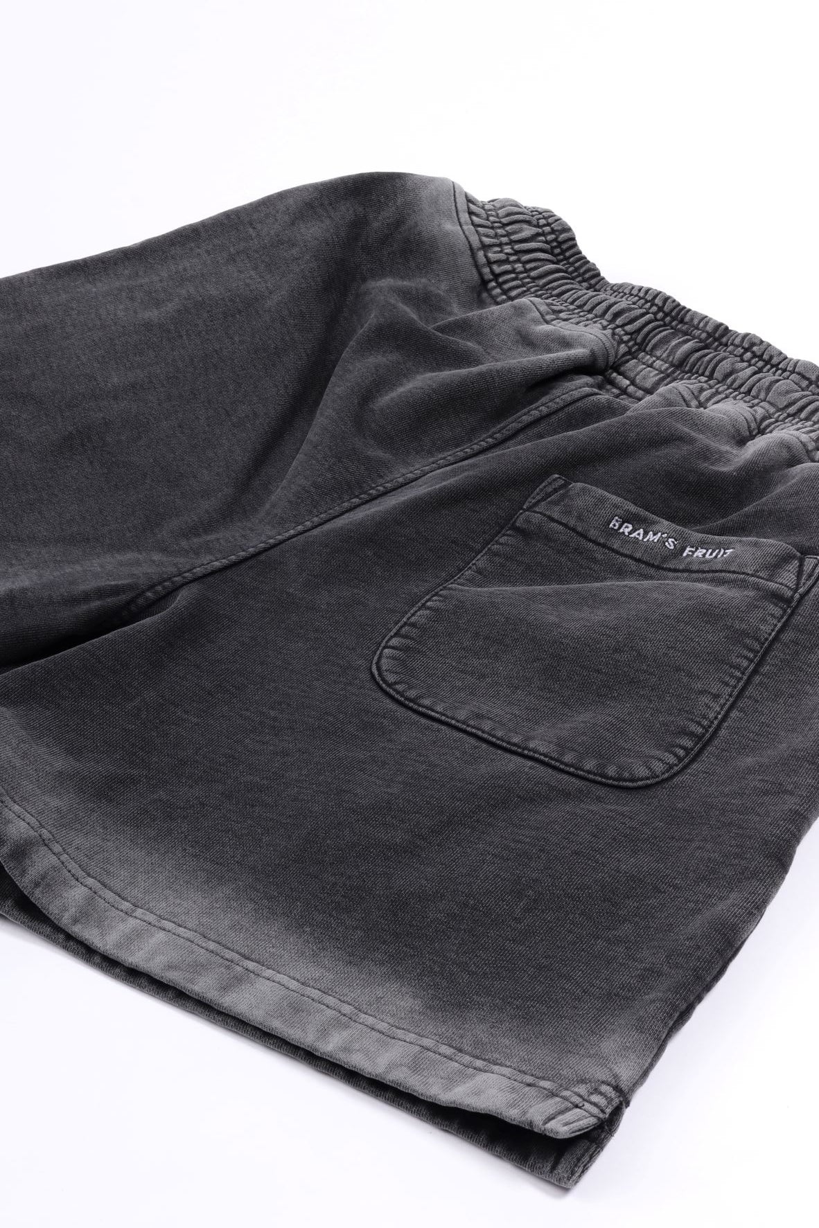 Distressed script logo shorts shadow black