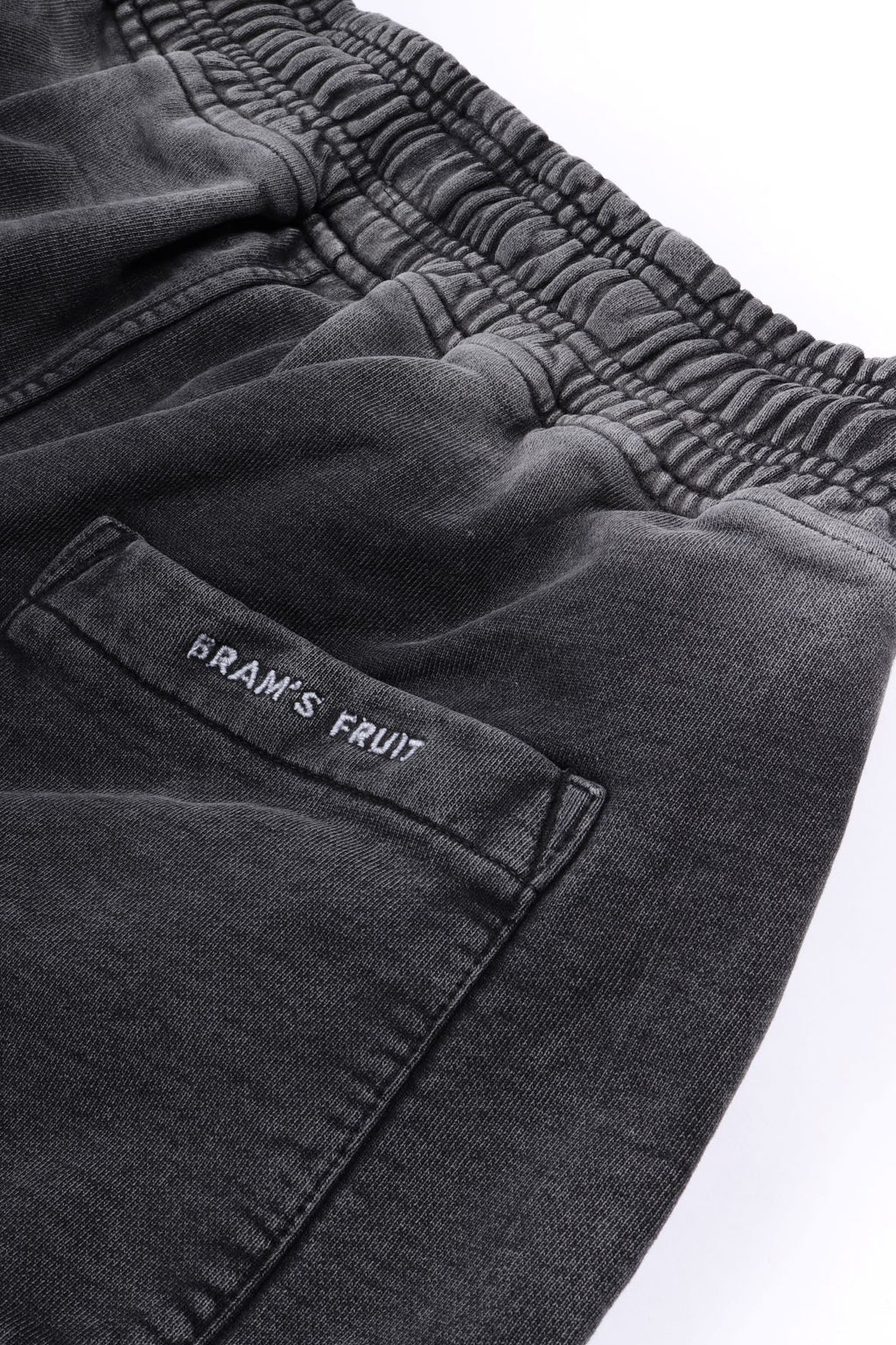 Distressed script logo shorts shadow black