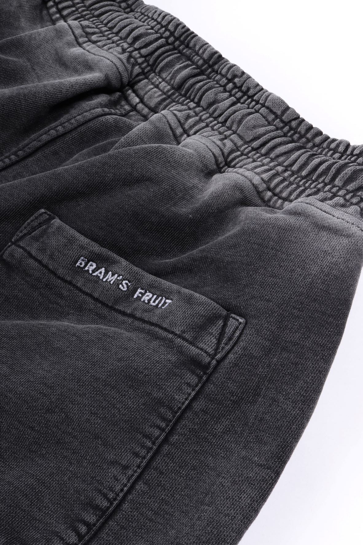 Distressed script logo shorts shadow black