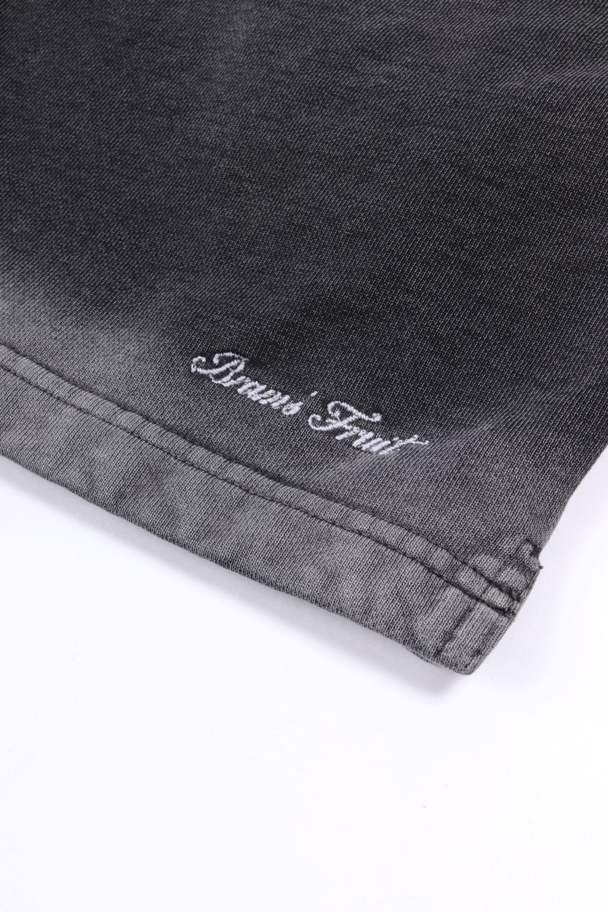 Distressed script logo shorts shadow black