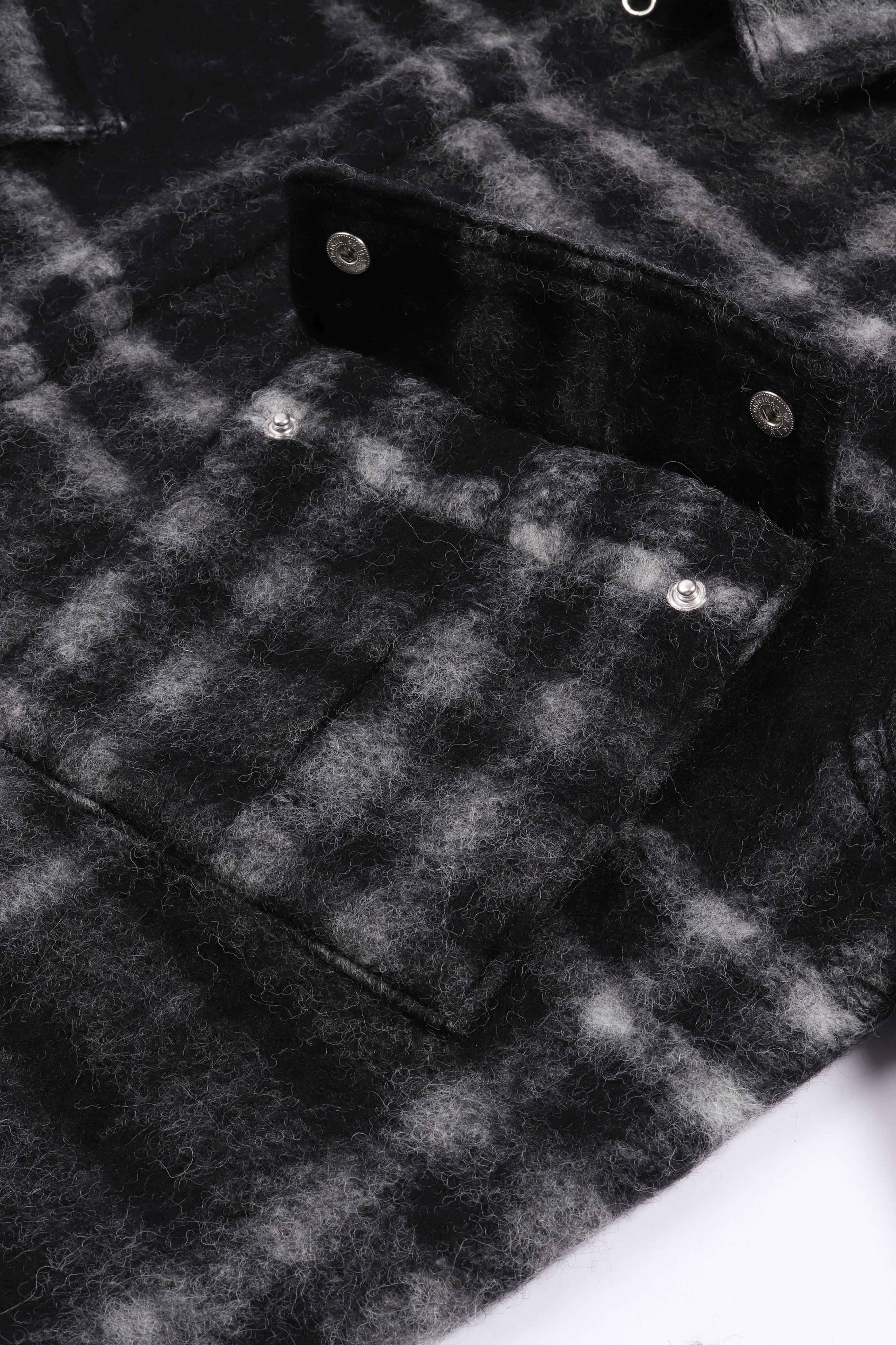 Checked wool shir black / charcoal