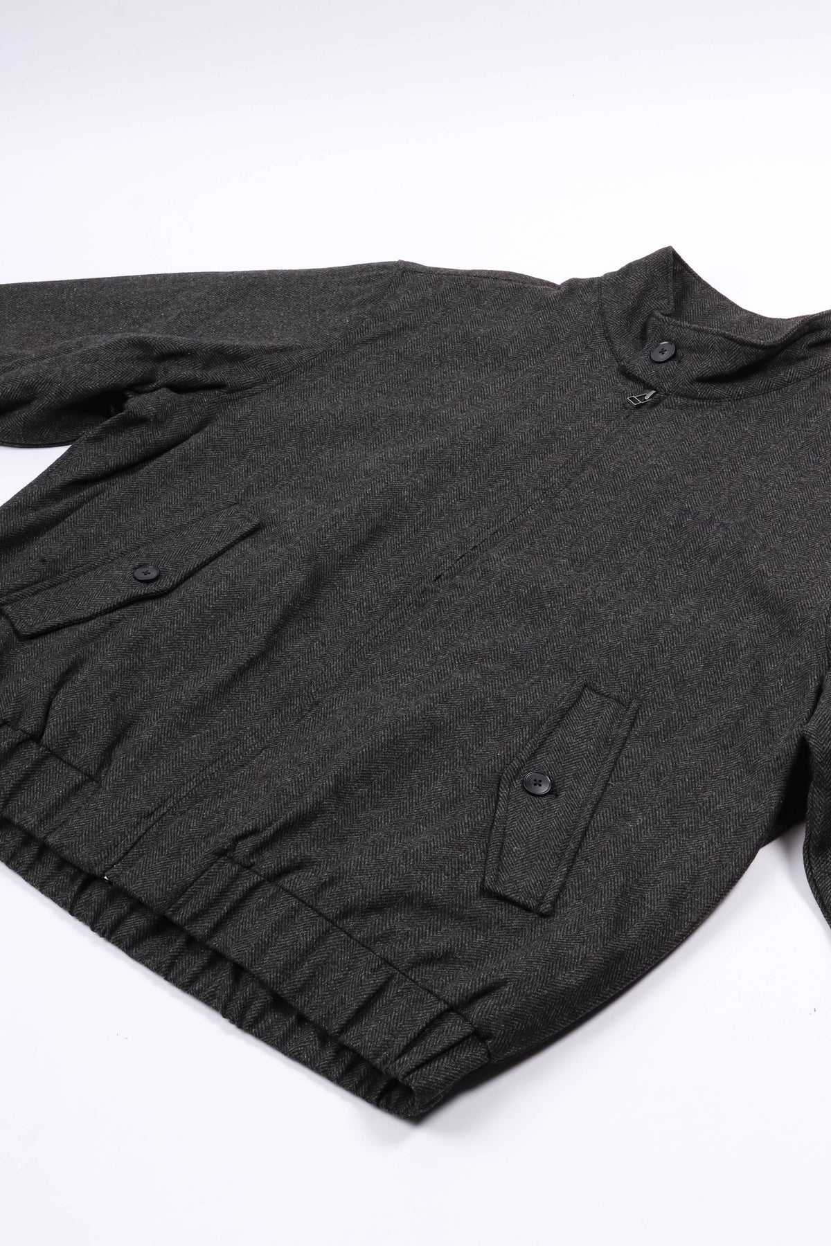 Wool herringbone zip jkt charcoal
