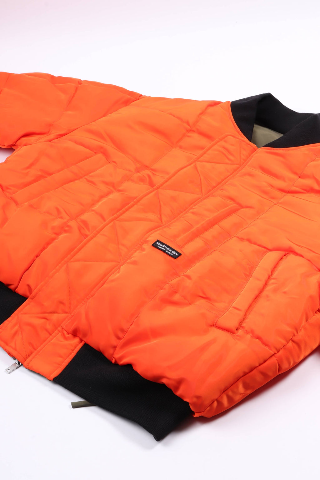 Reversible bomber jacket army green/orang