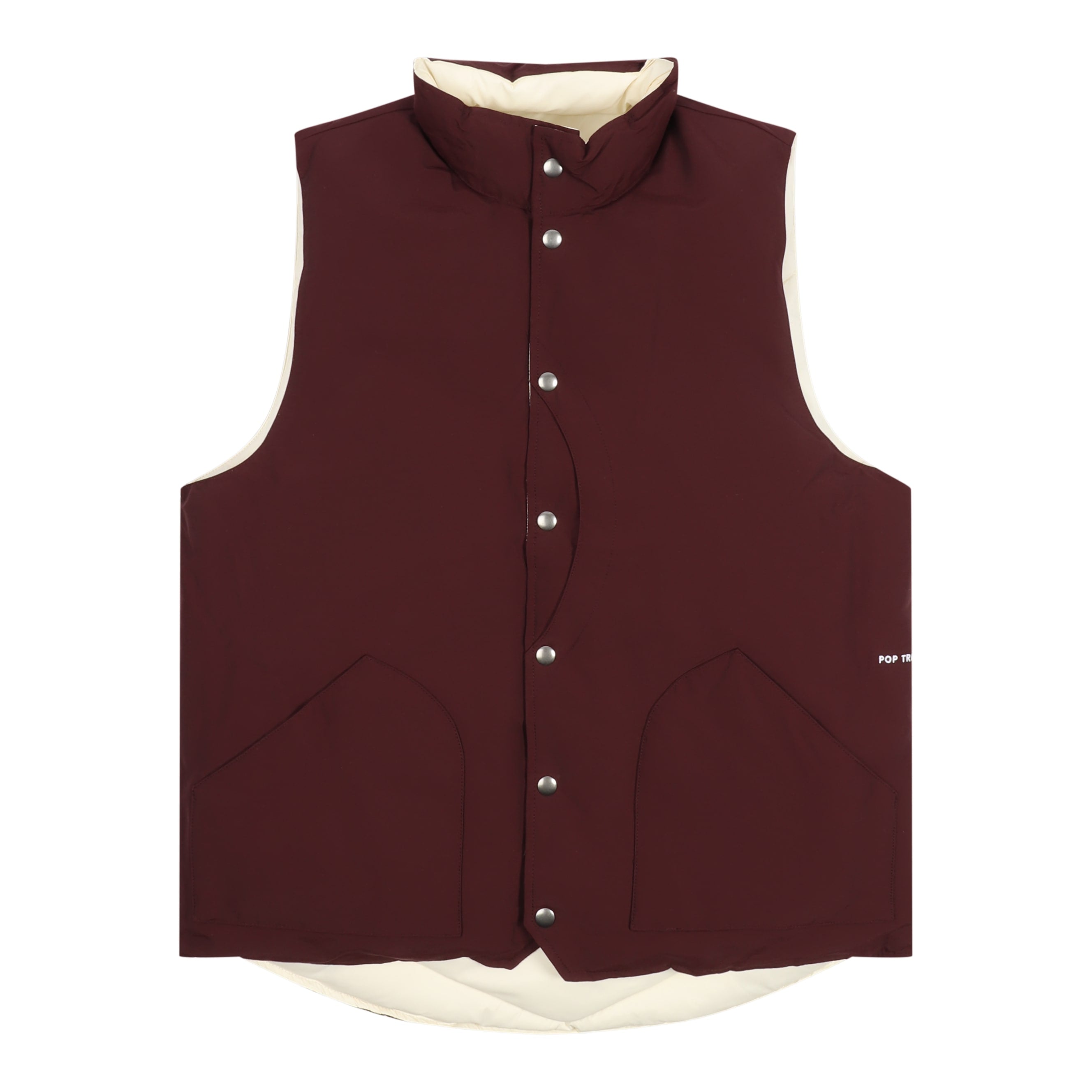 Quilted rev. vest fudge / off whit