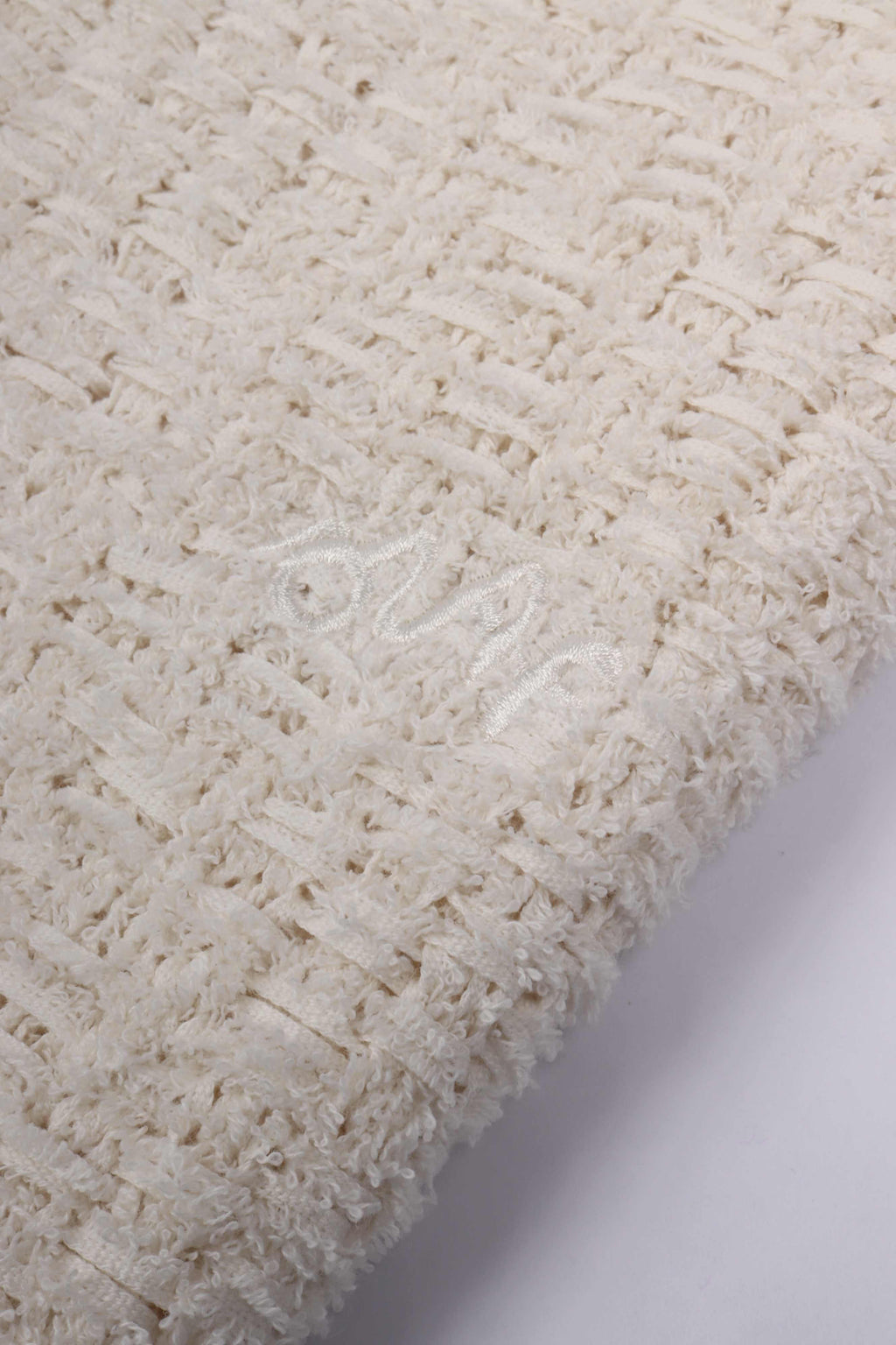 Textured boxy knitted crew offwhite