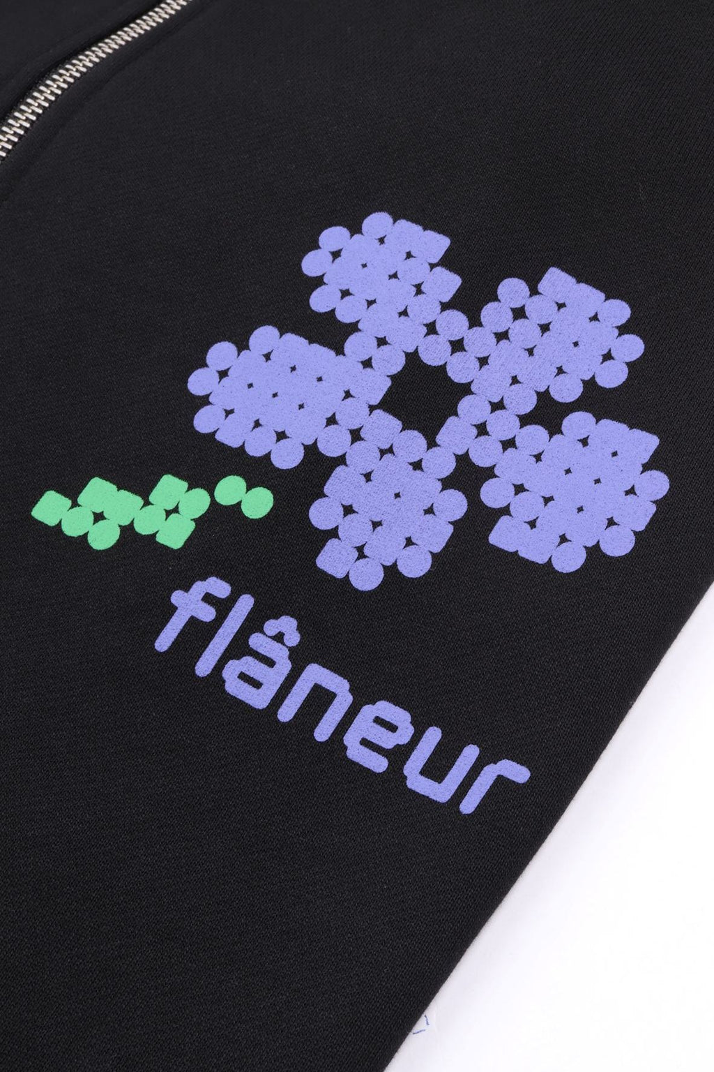 Pixel flower zip- black
