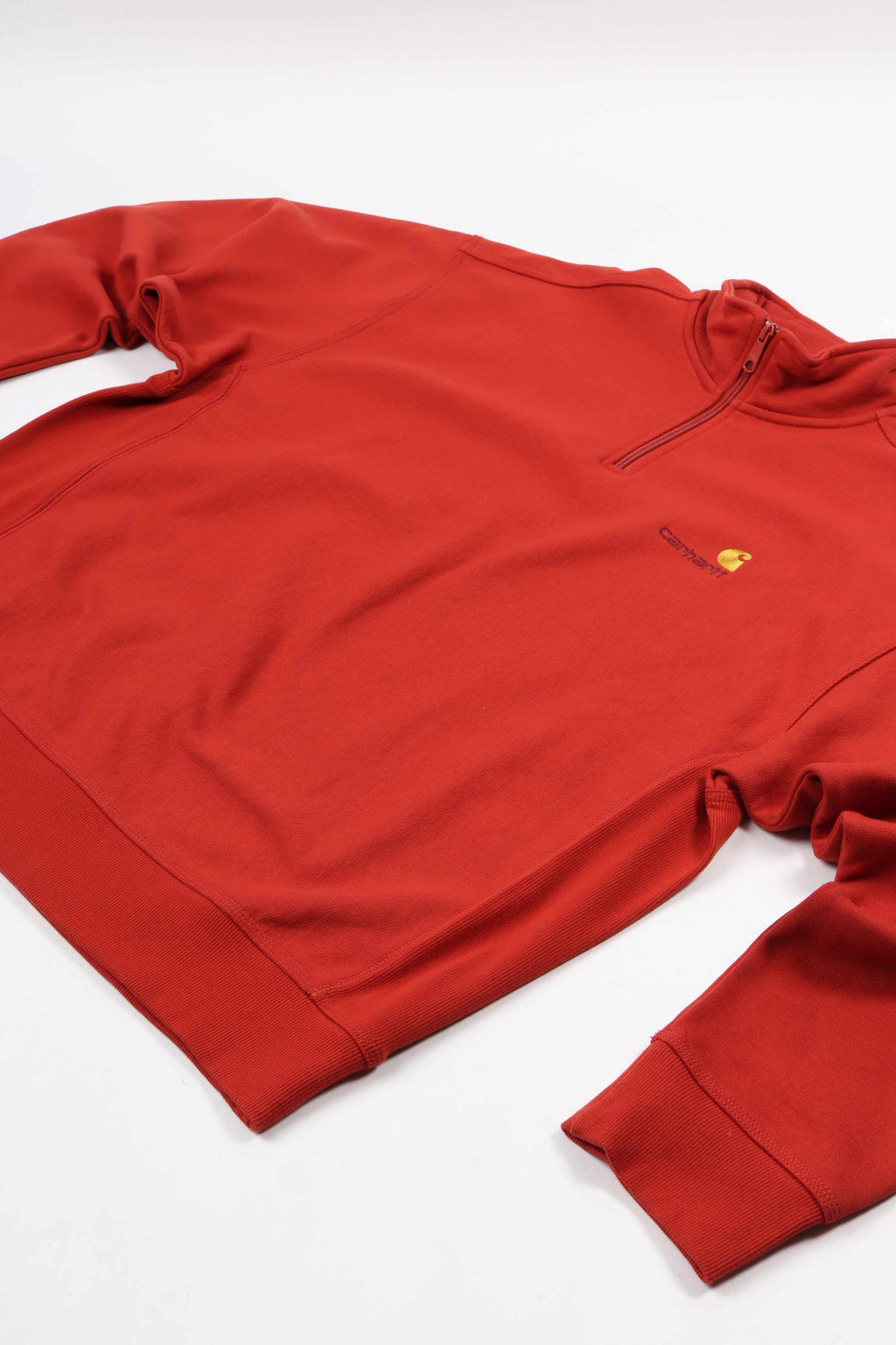 Half zip american script sweat oxide red