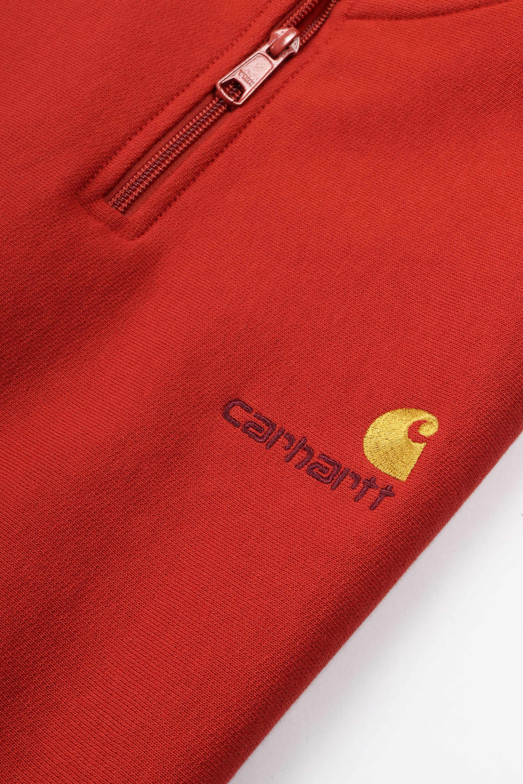 Half zip american script sweat oxide red