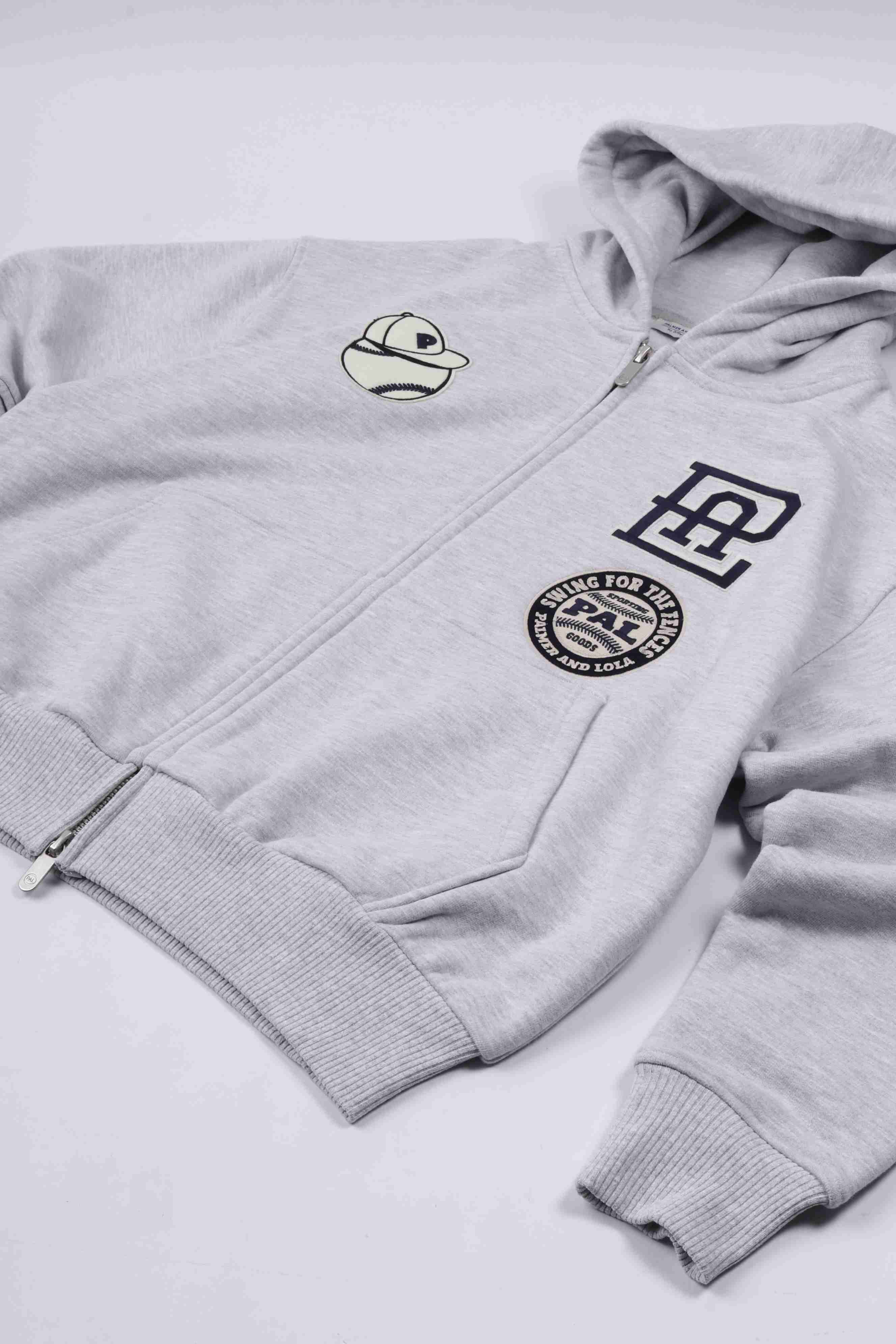 Hit and run full zip hoody light gray marl