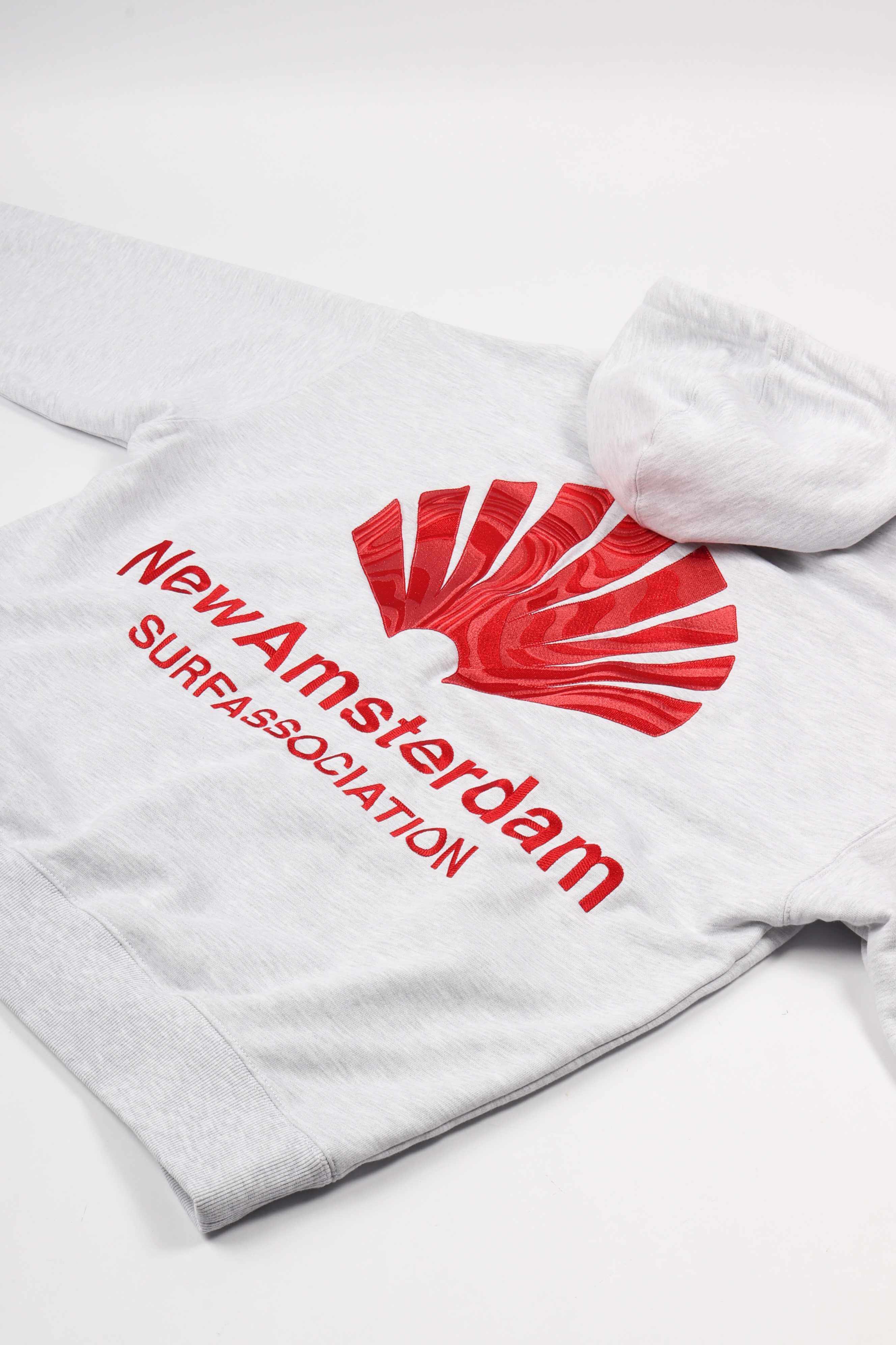 Logo hoodie ash / poppy red