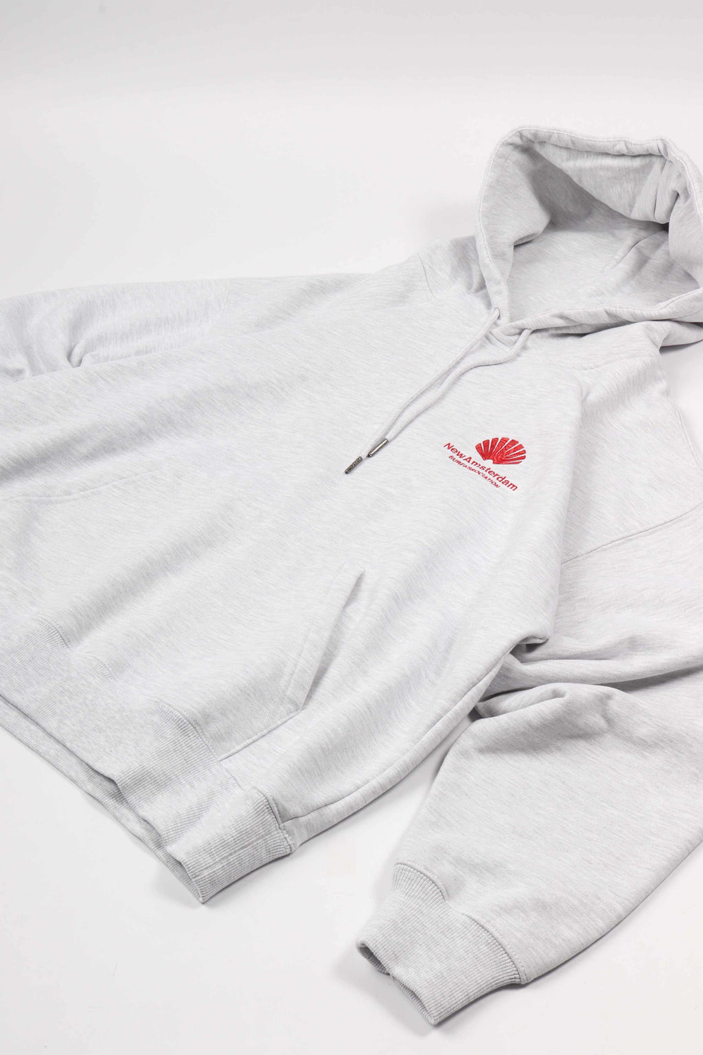 Logo hoodie ash / poppy red