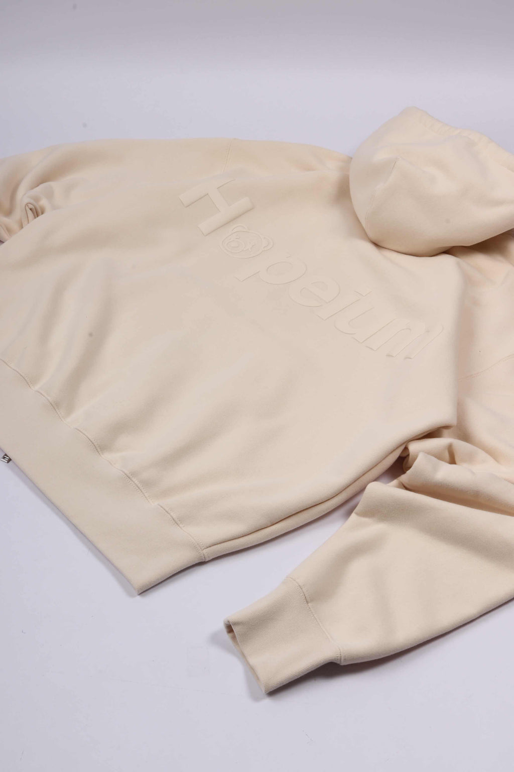 Logo hooded zip beige