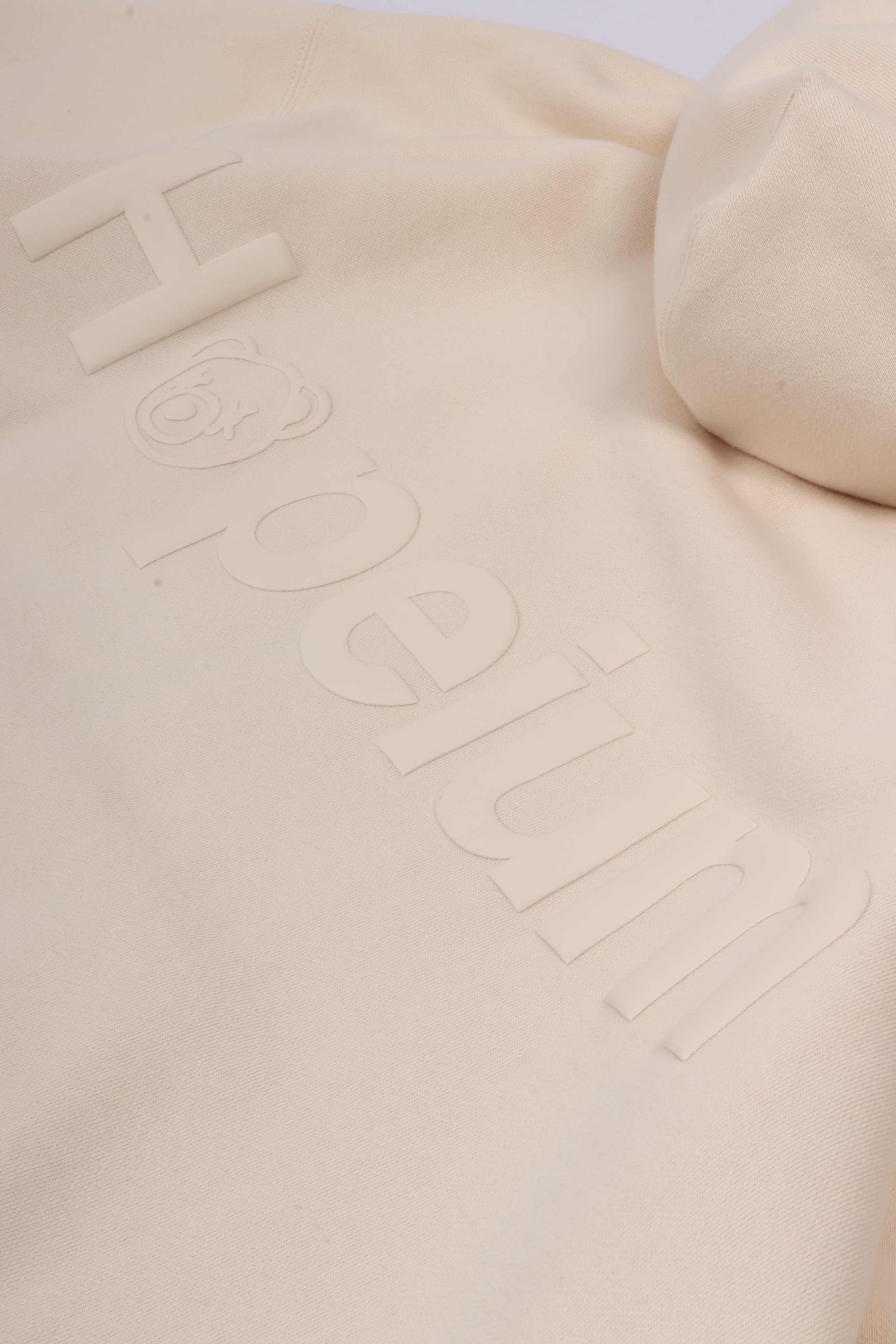 Logo hooded zip beige