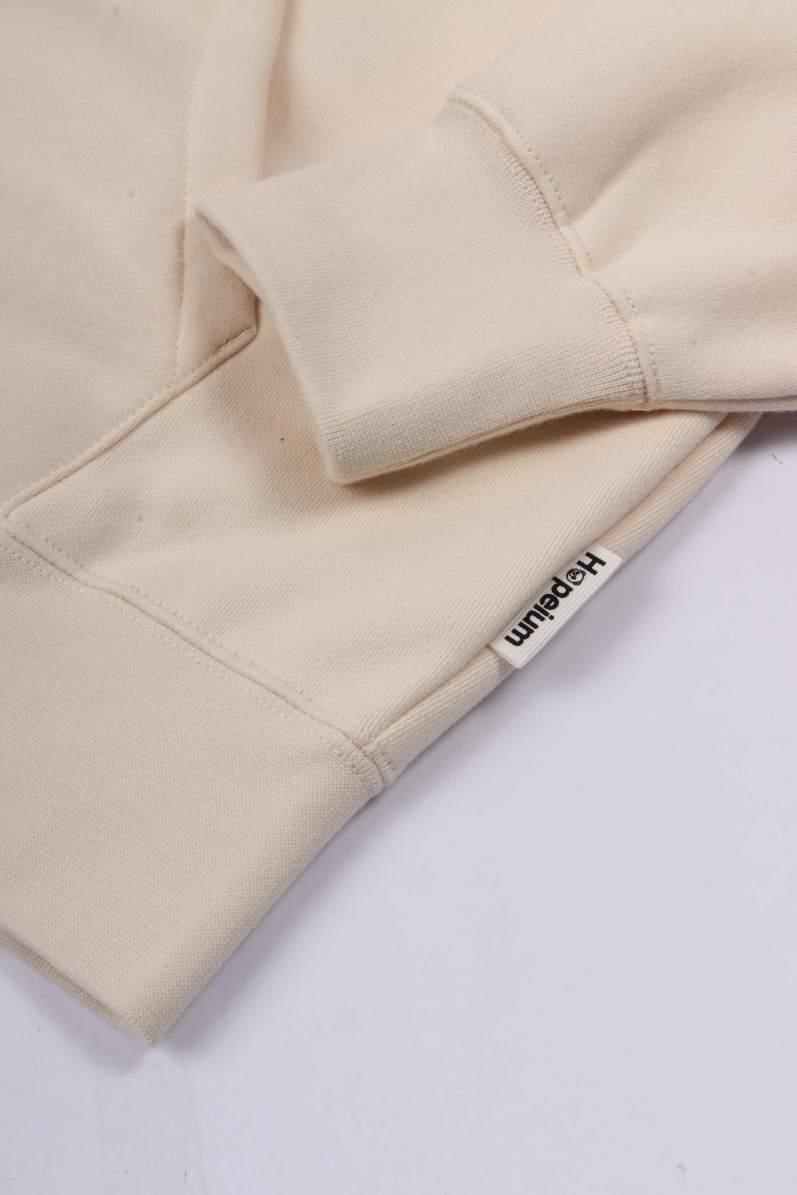 Logo hooded zip beige