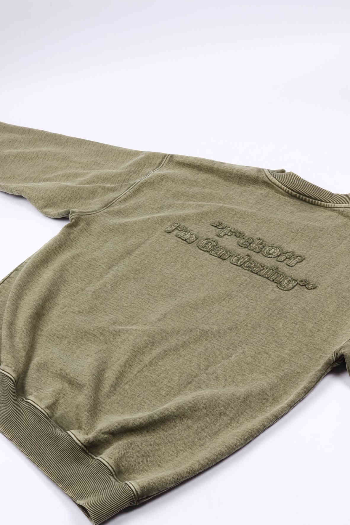 Cut & sew f*ck ff washed olive gre