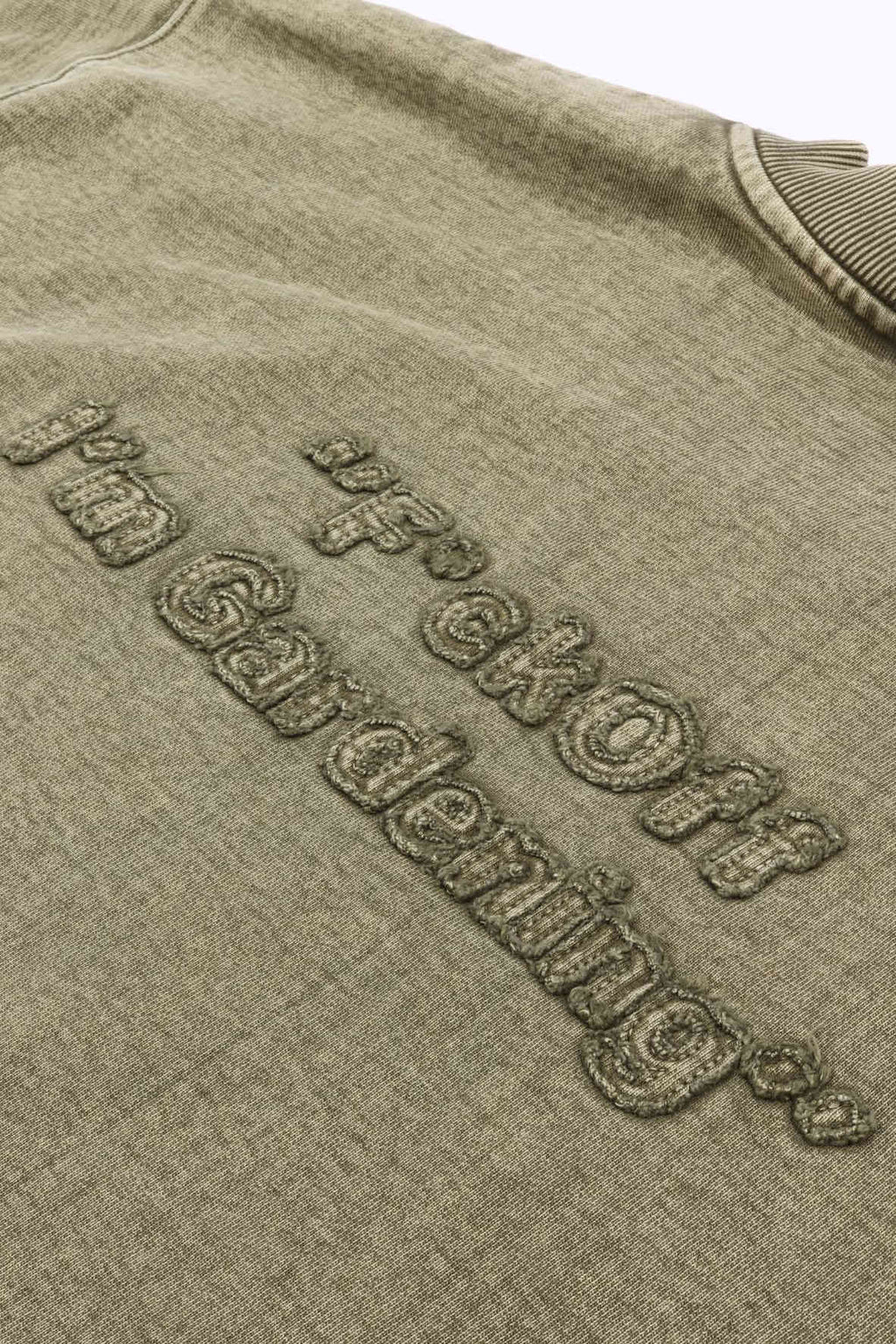 Cut & sew f*ck ff washed olive gre