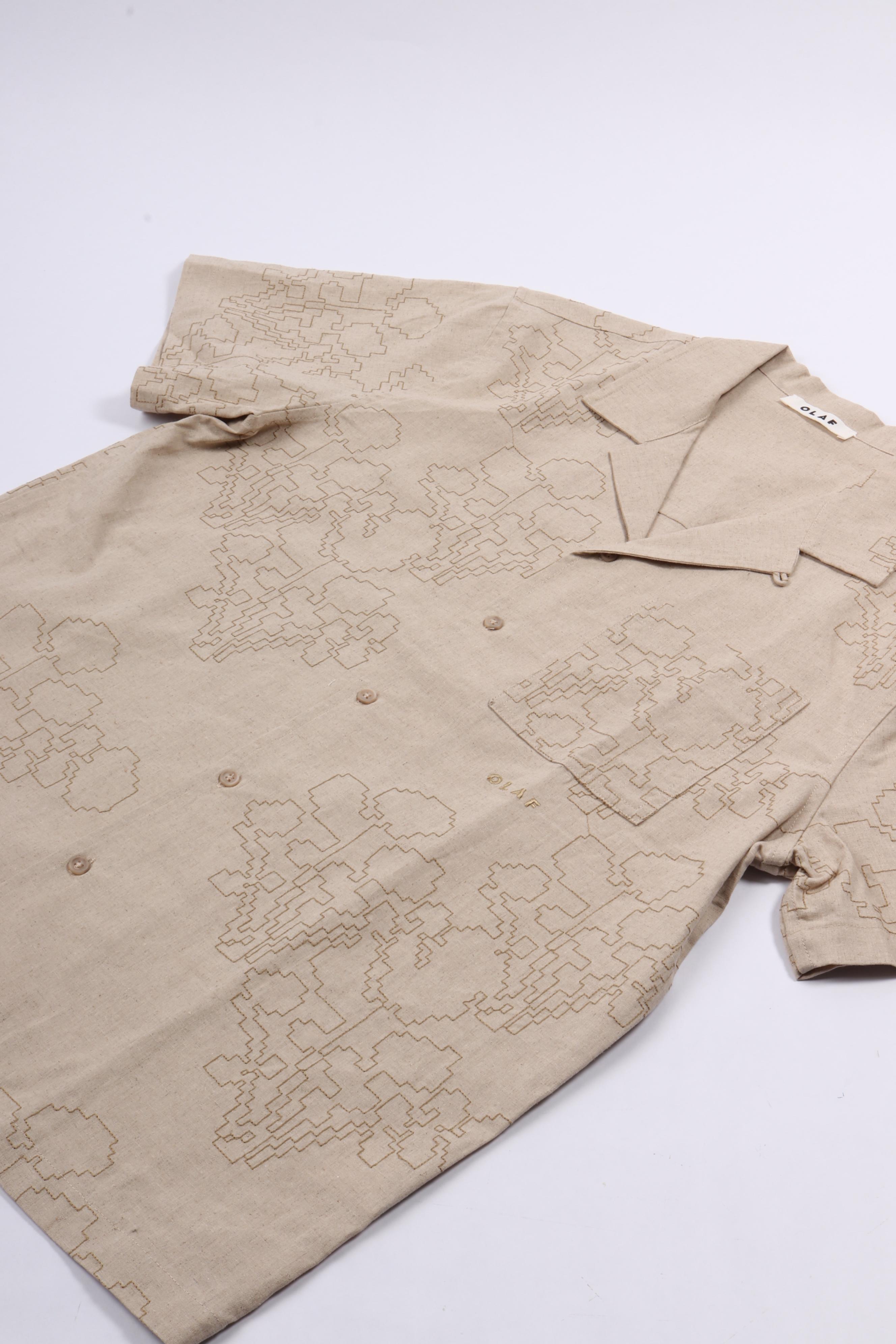 Embroidered flower ss shirts cement