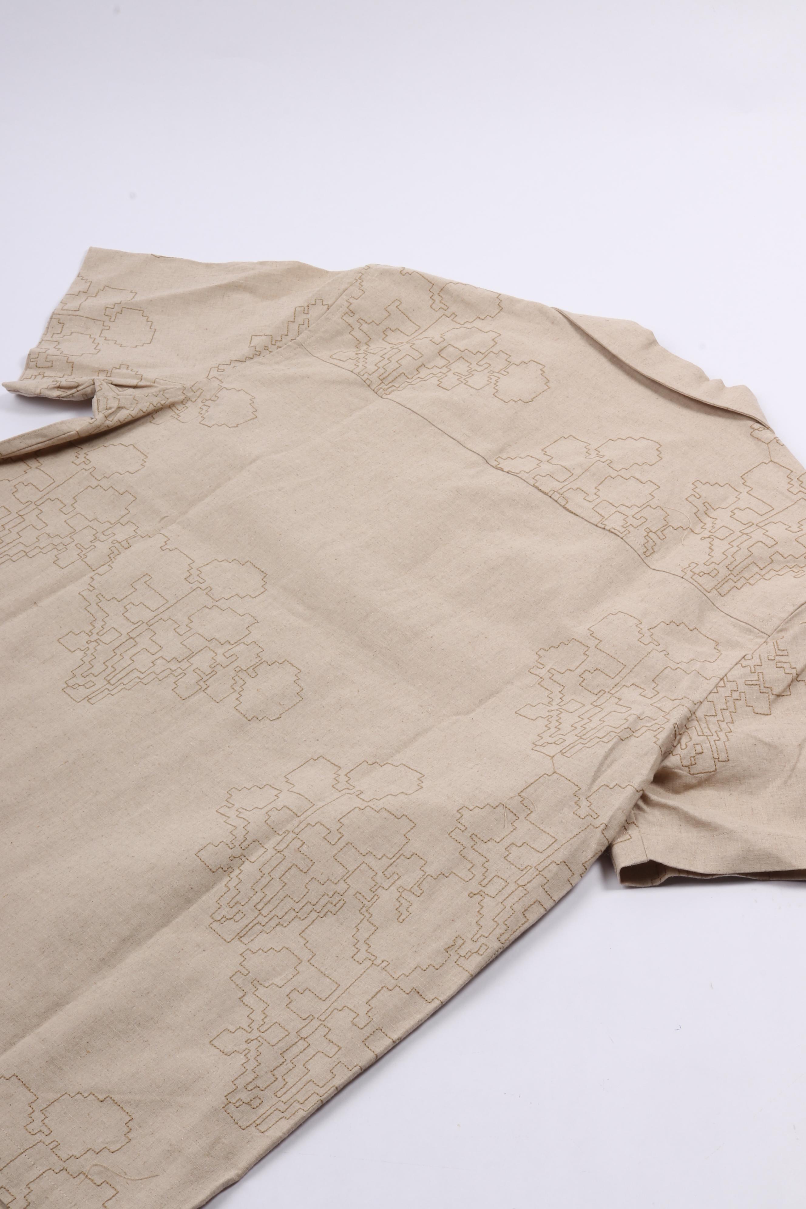 Embroidered flower ss shirts cement