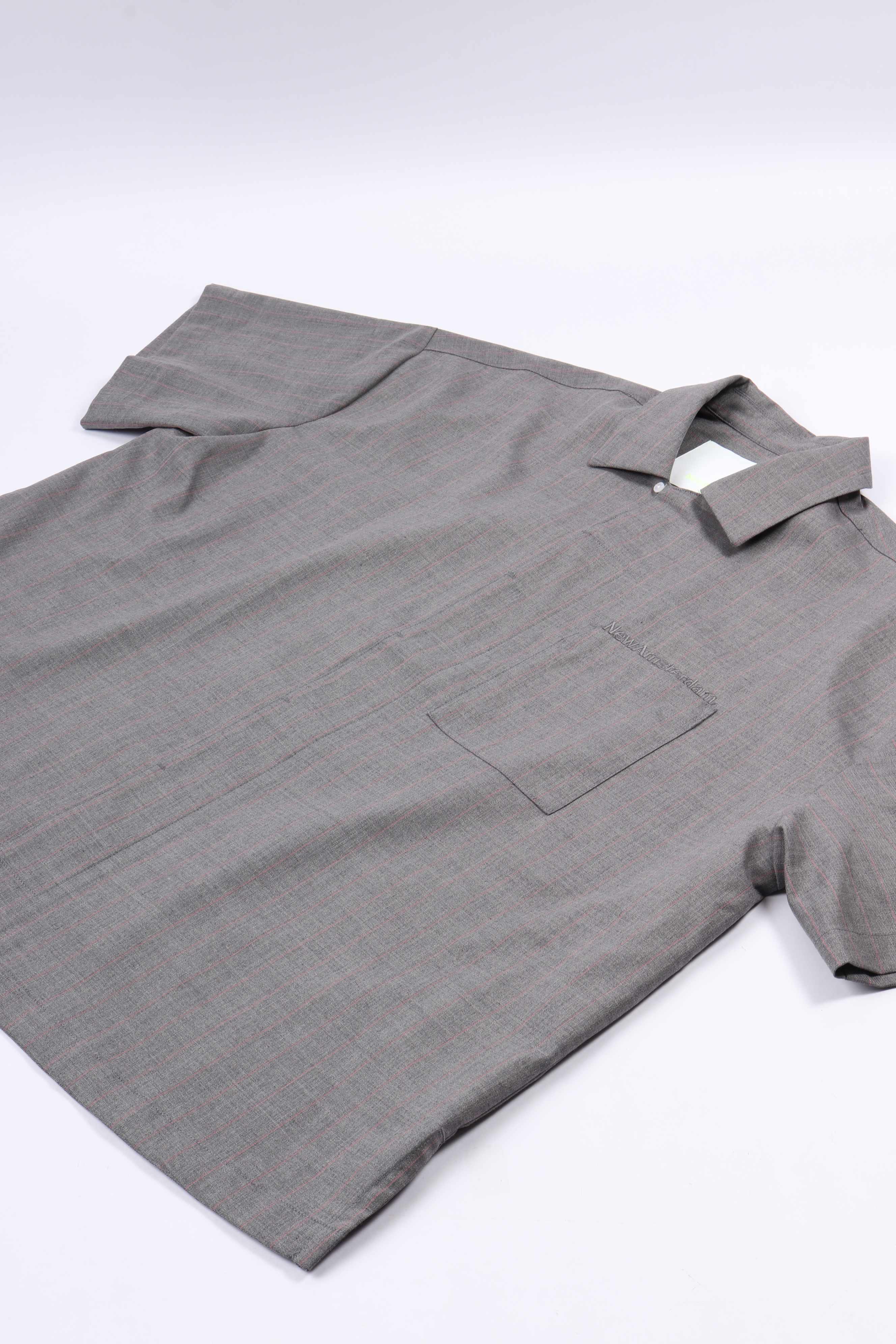 Wijk shirt wool grey w / pink