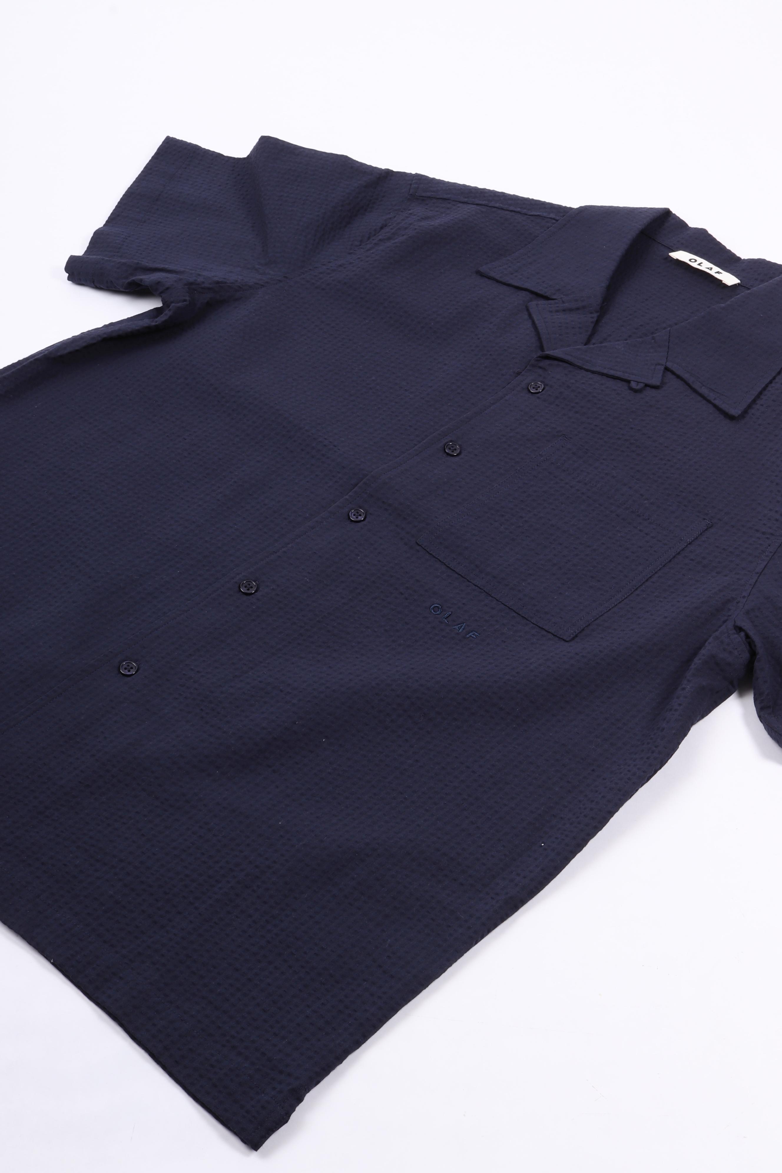 Seersucker camp shirts navy
