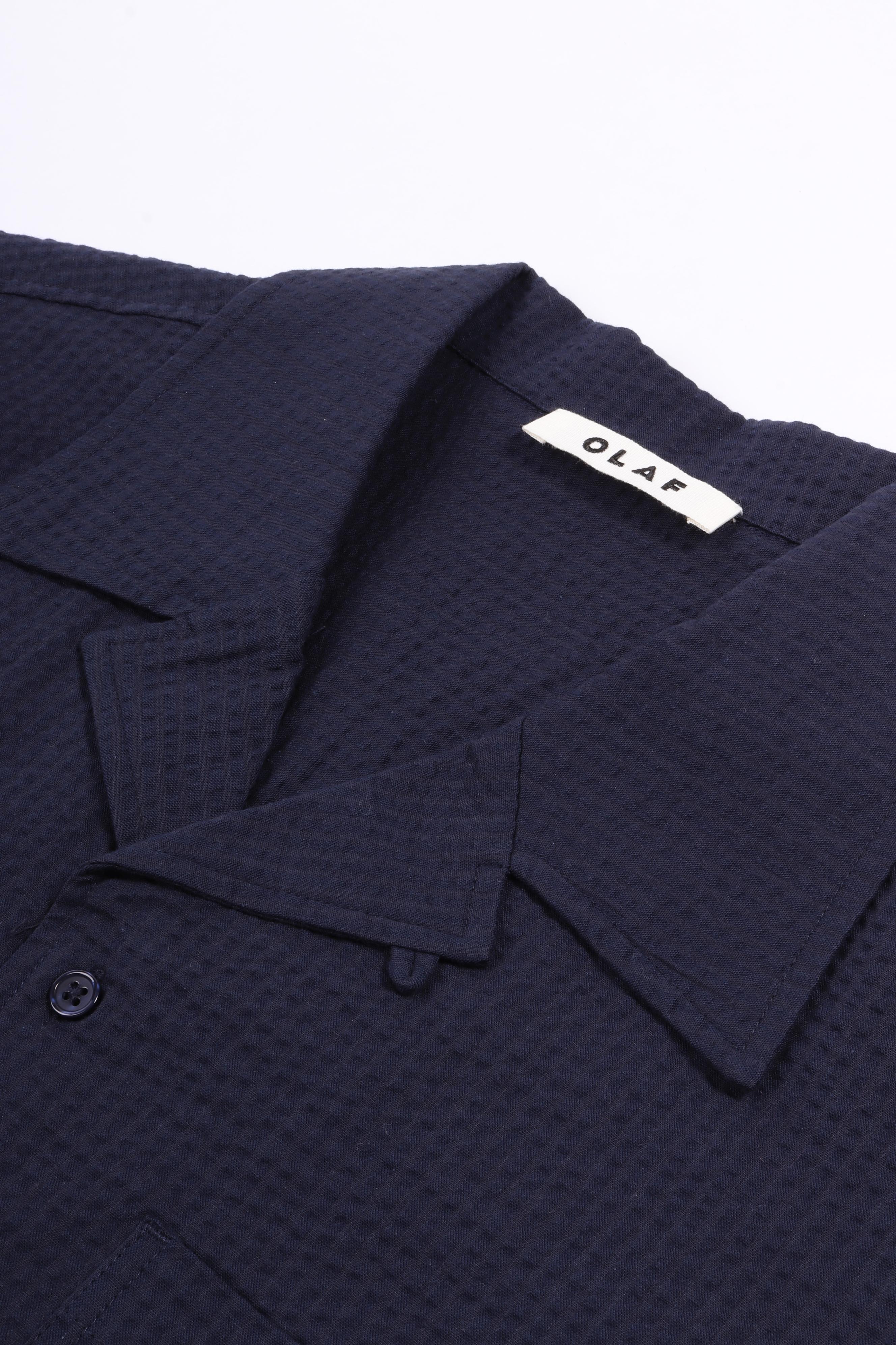 Seersucker camp shirts navy