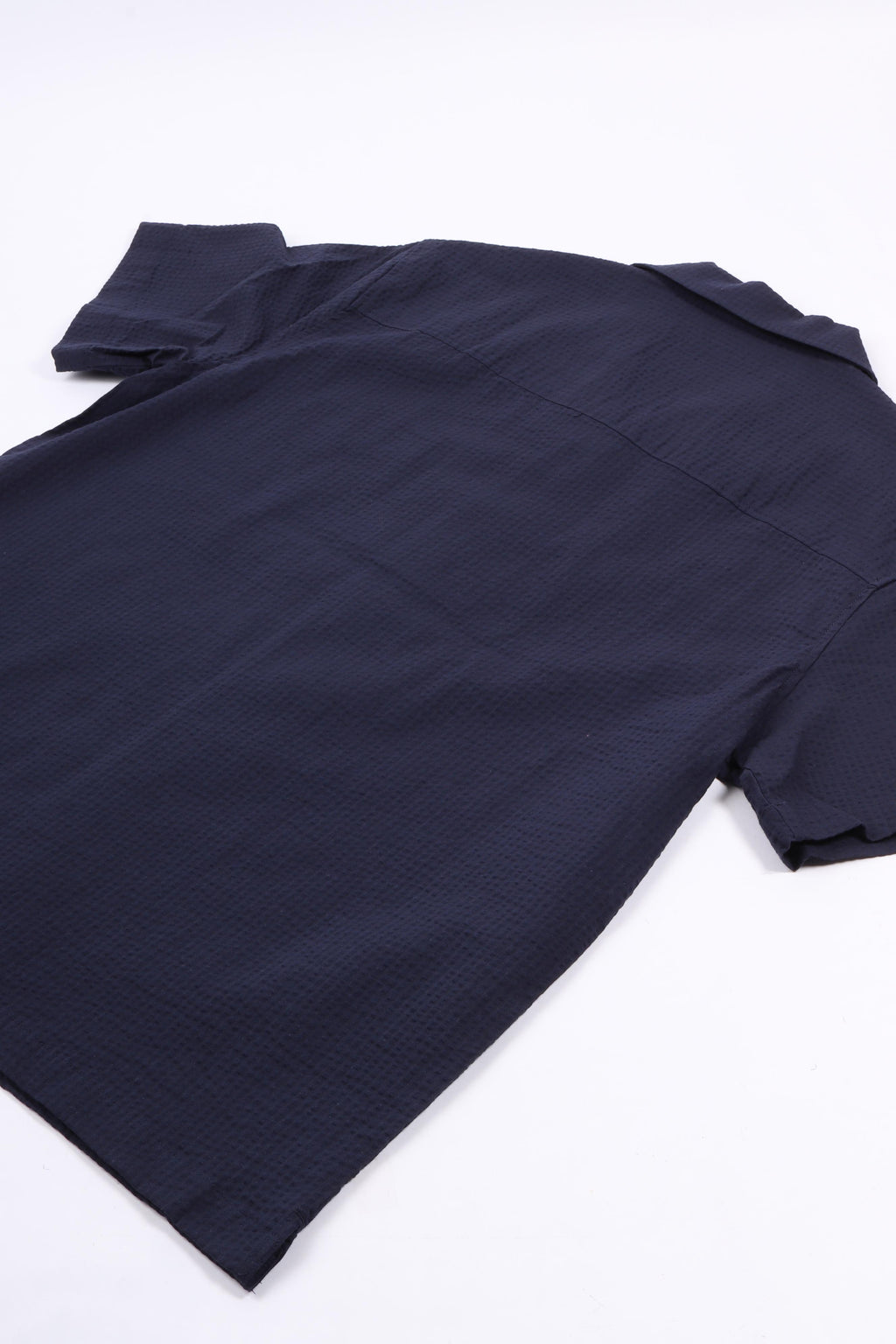 Seersucker camp shirts navy