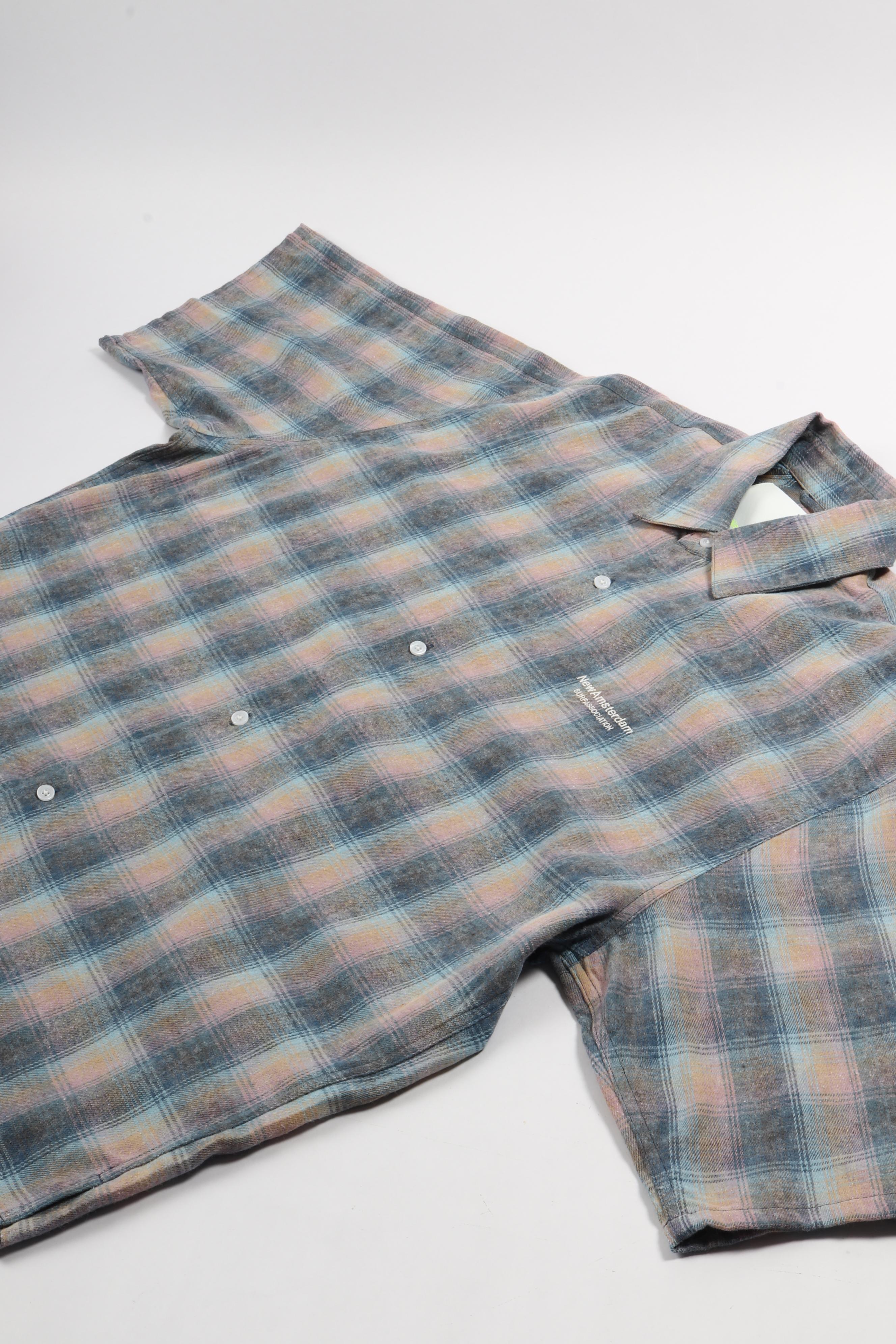 Flanel short sleeve rainbow check