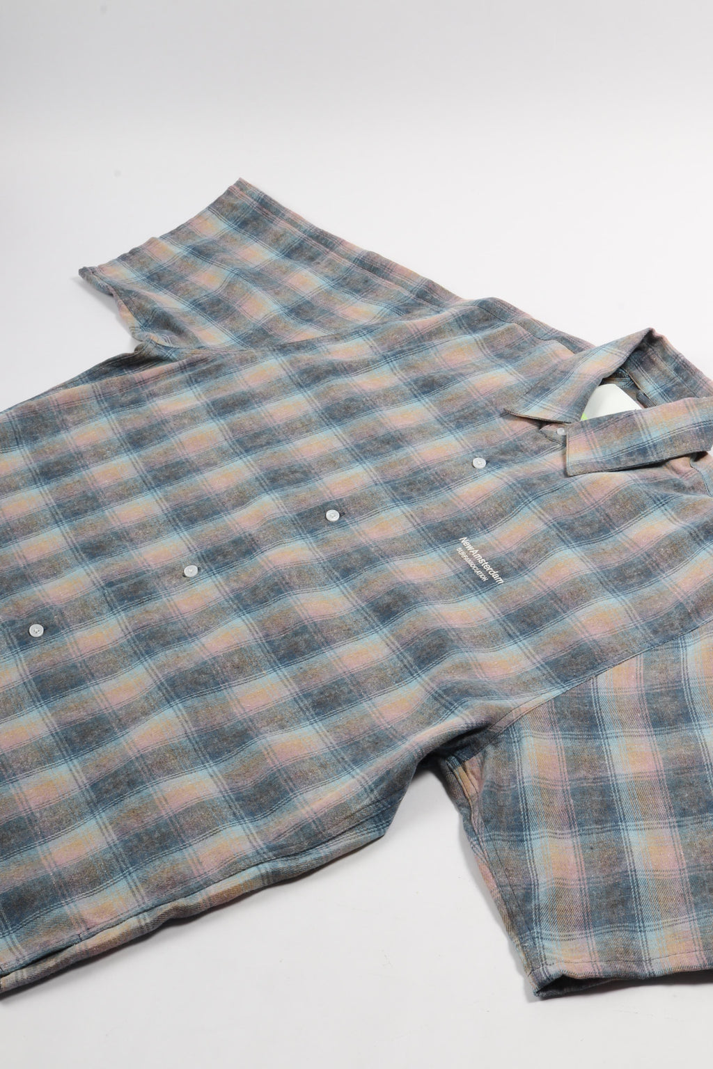 Flanel short sleeve rainbow check