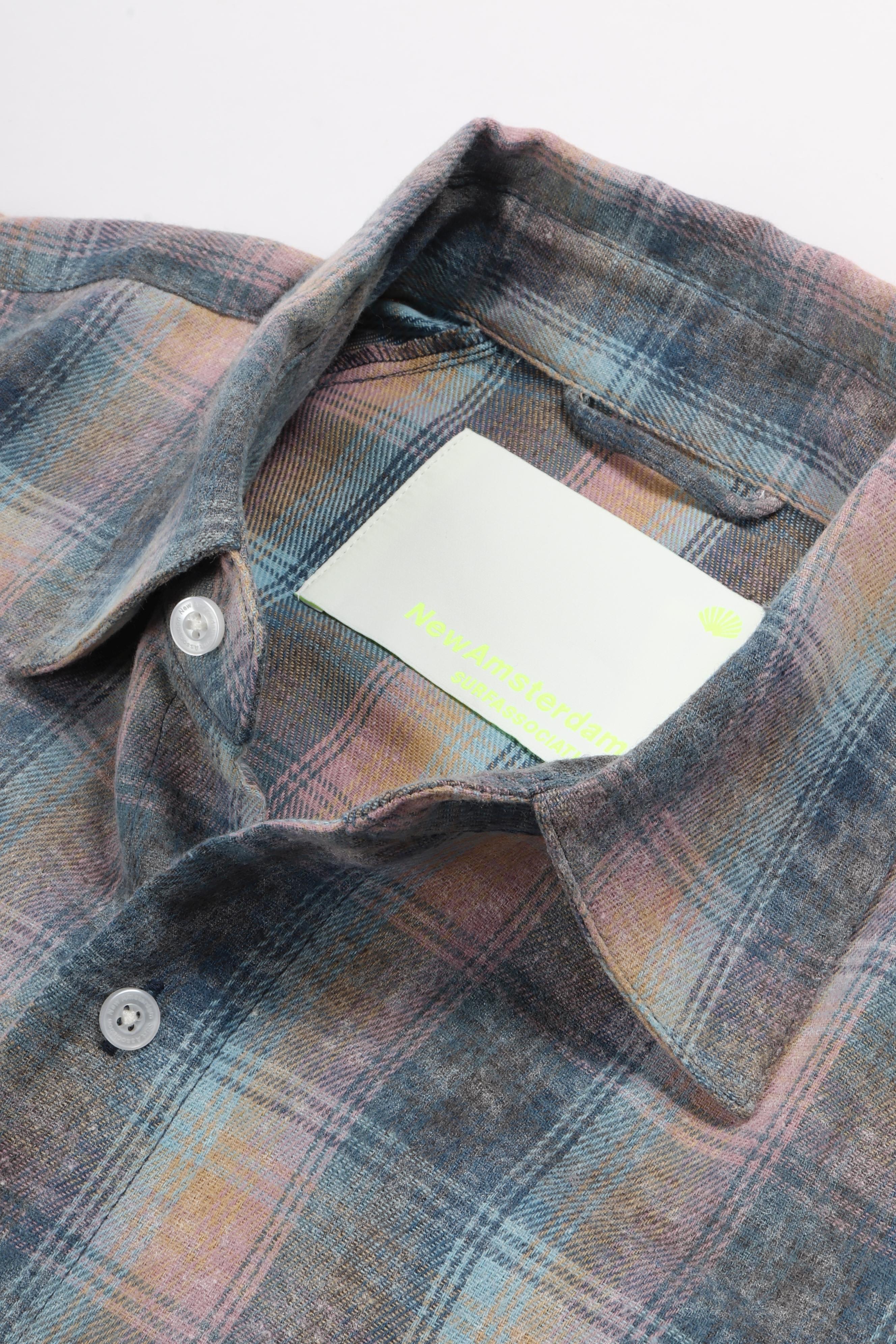 Flanel short sleeve rainbow check