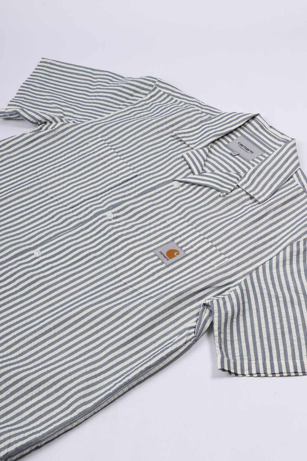S/s leavel shirt l stripe blue