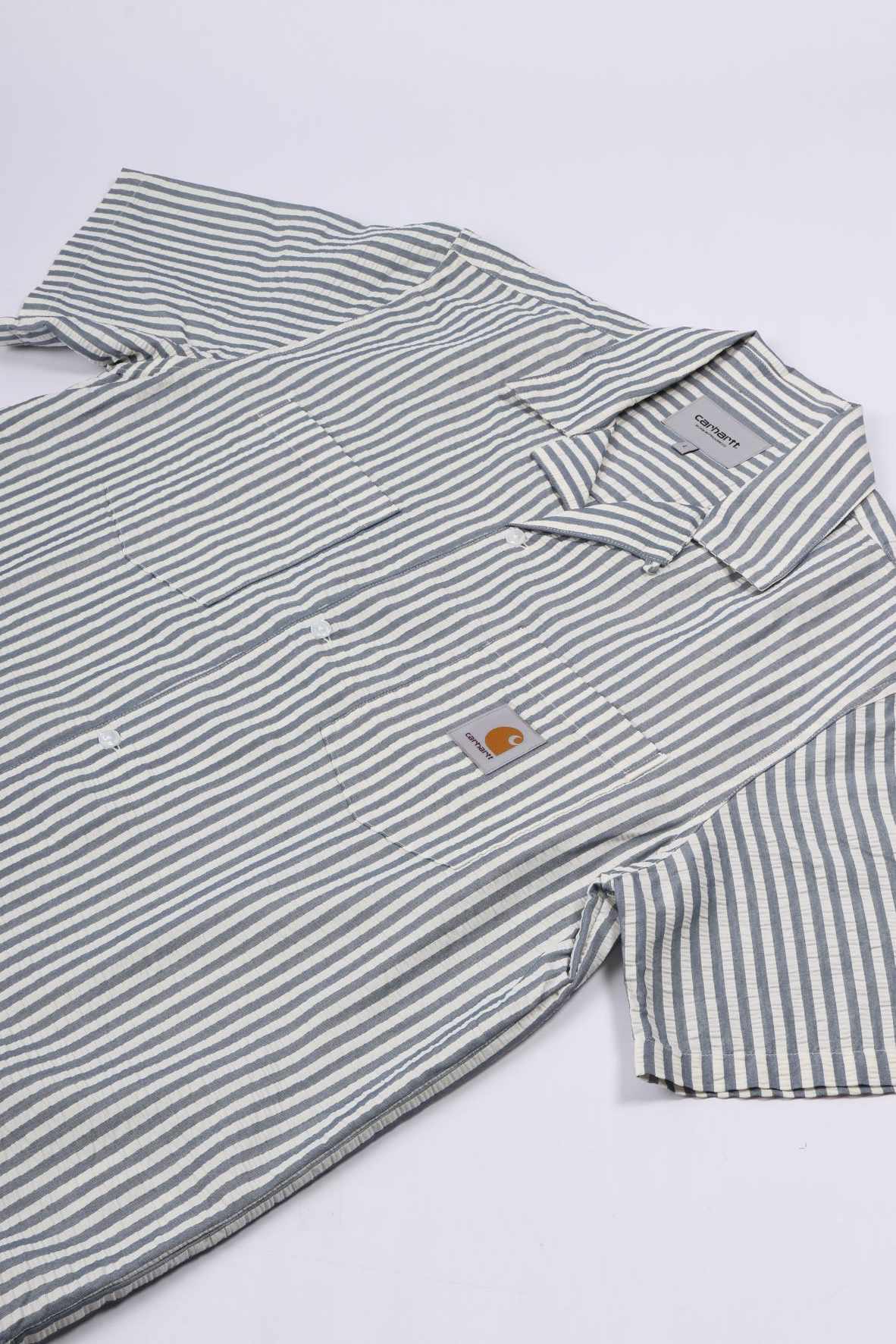 S/s leavel shirt l stripe blue