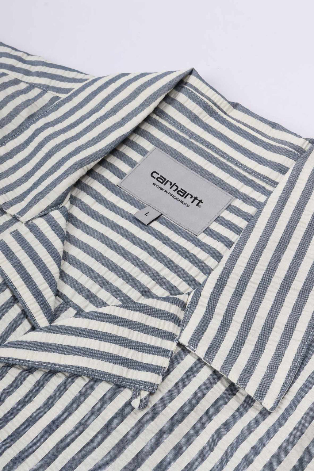 S/s leavel shirt l stripe blue