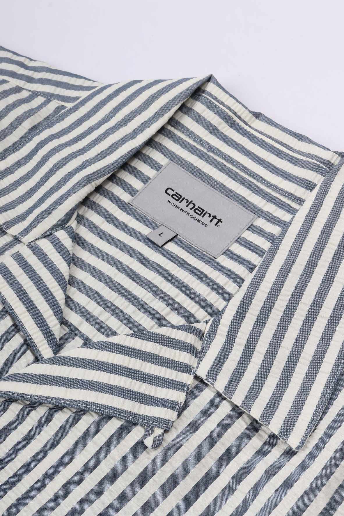 S/s leavel shirt l stripe blue