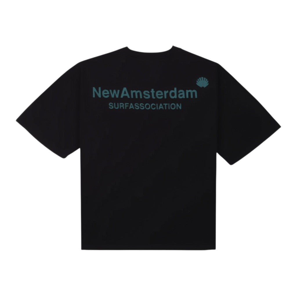 Double layered logo tee black / pool blu