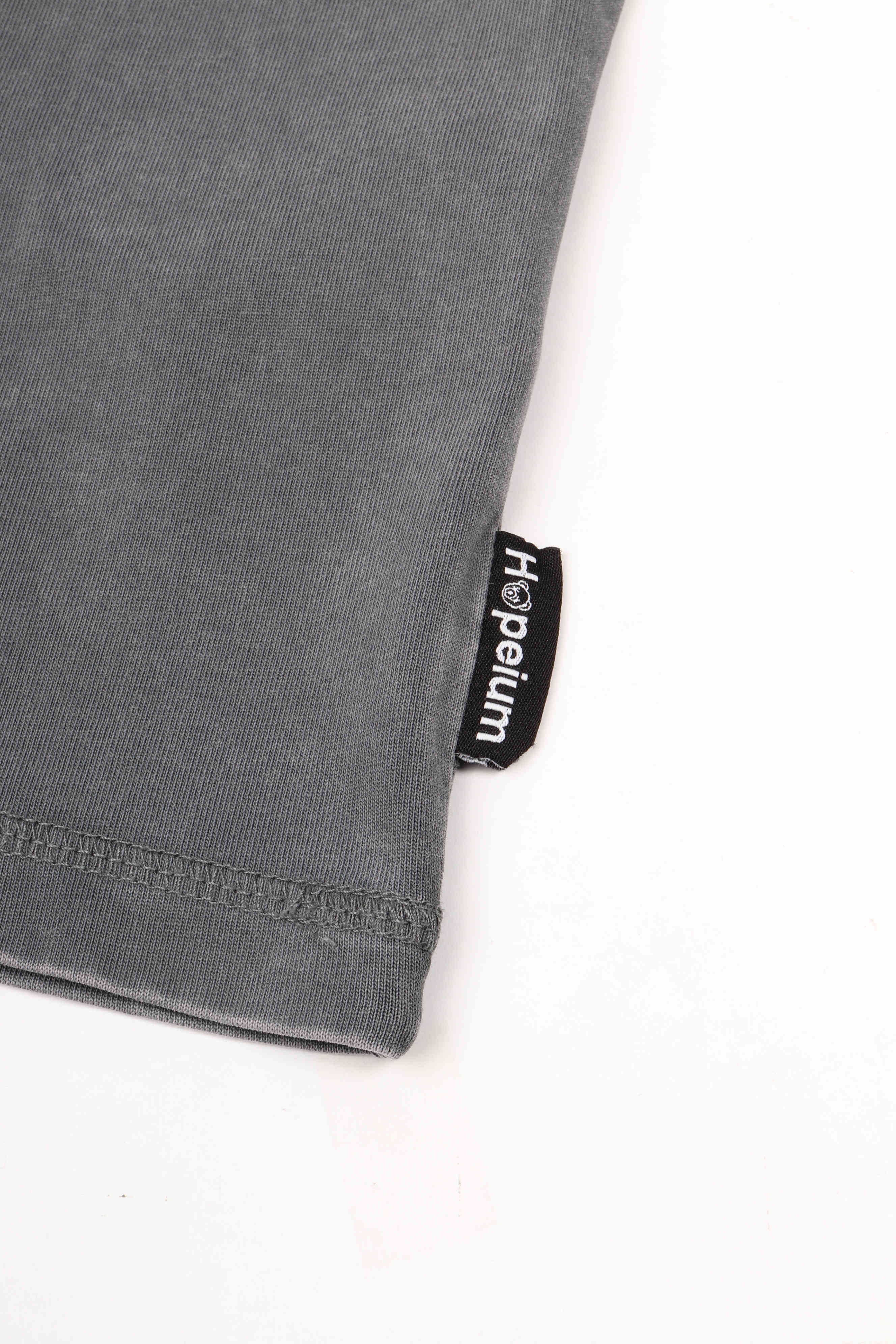 L/s text printed tee grey
