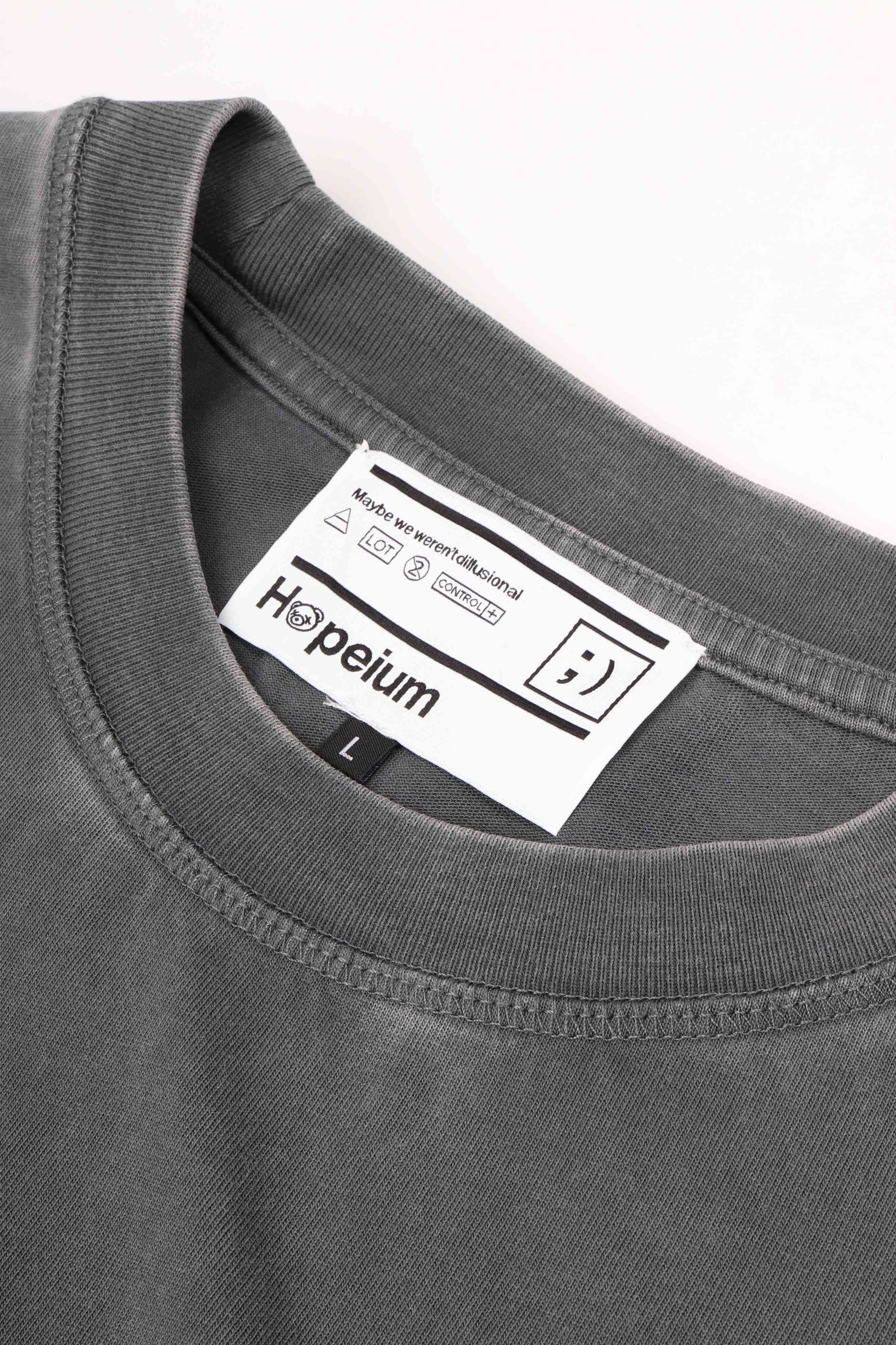 L/s text printed tee grey