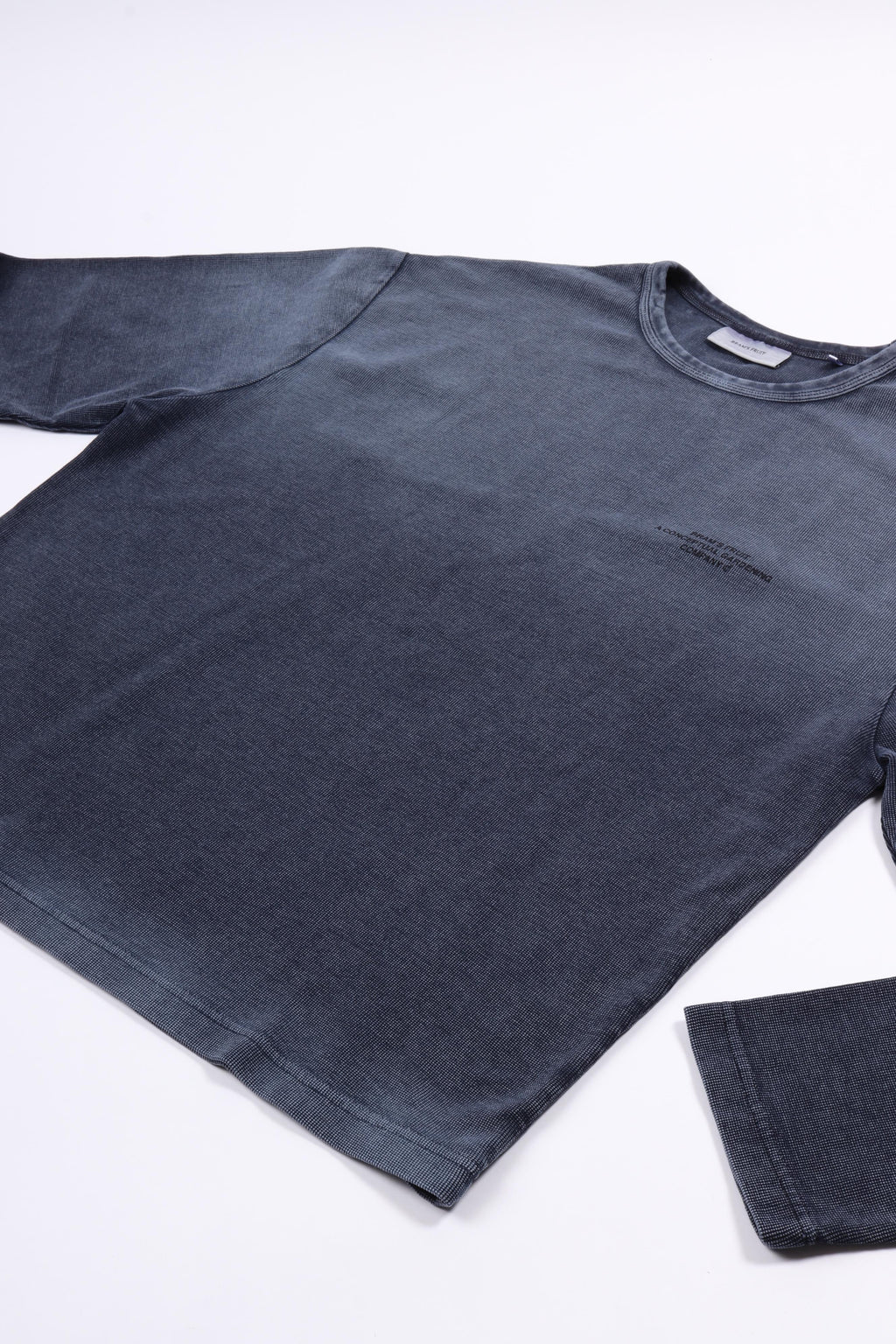 Stamp waffle longsleeve washed mid blue