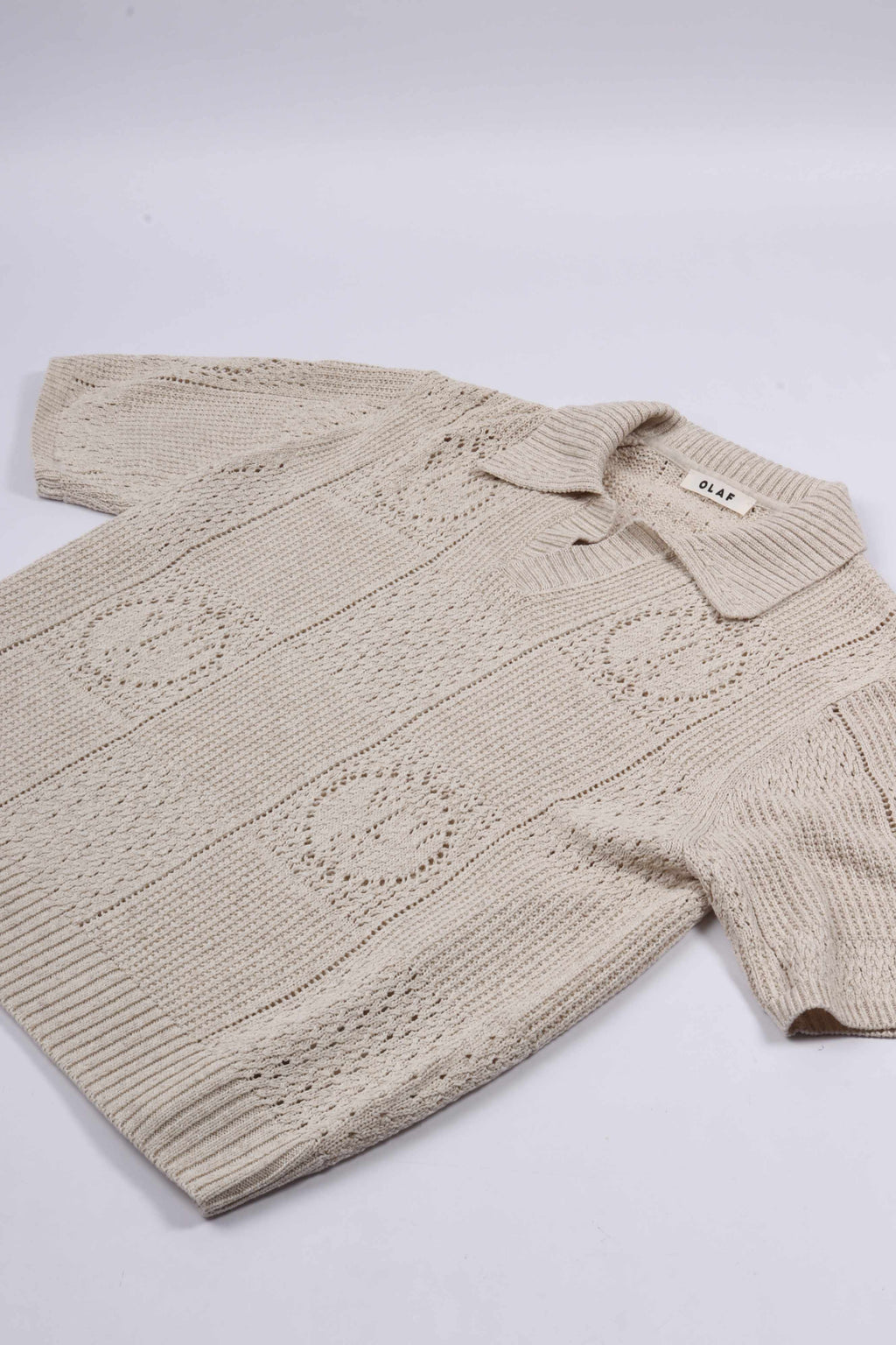 Face logo knit polo offwhite