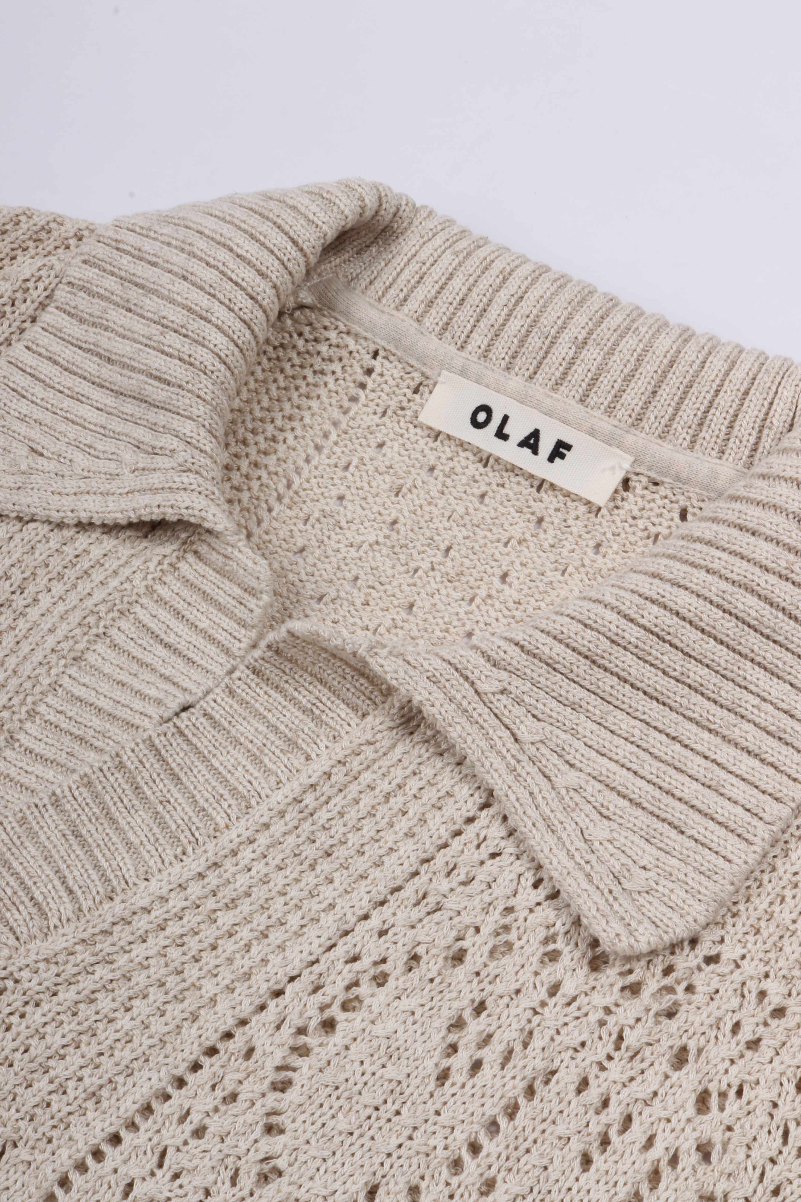 Face logo knit polo offwhite