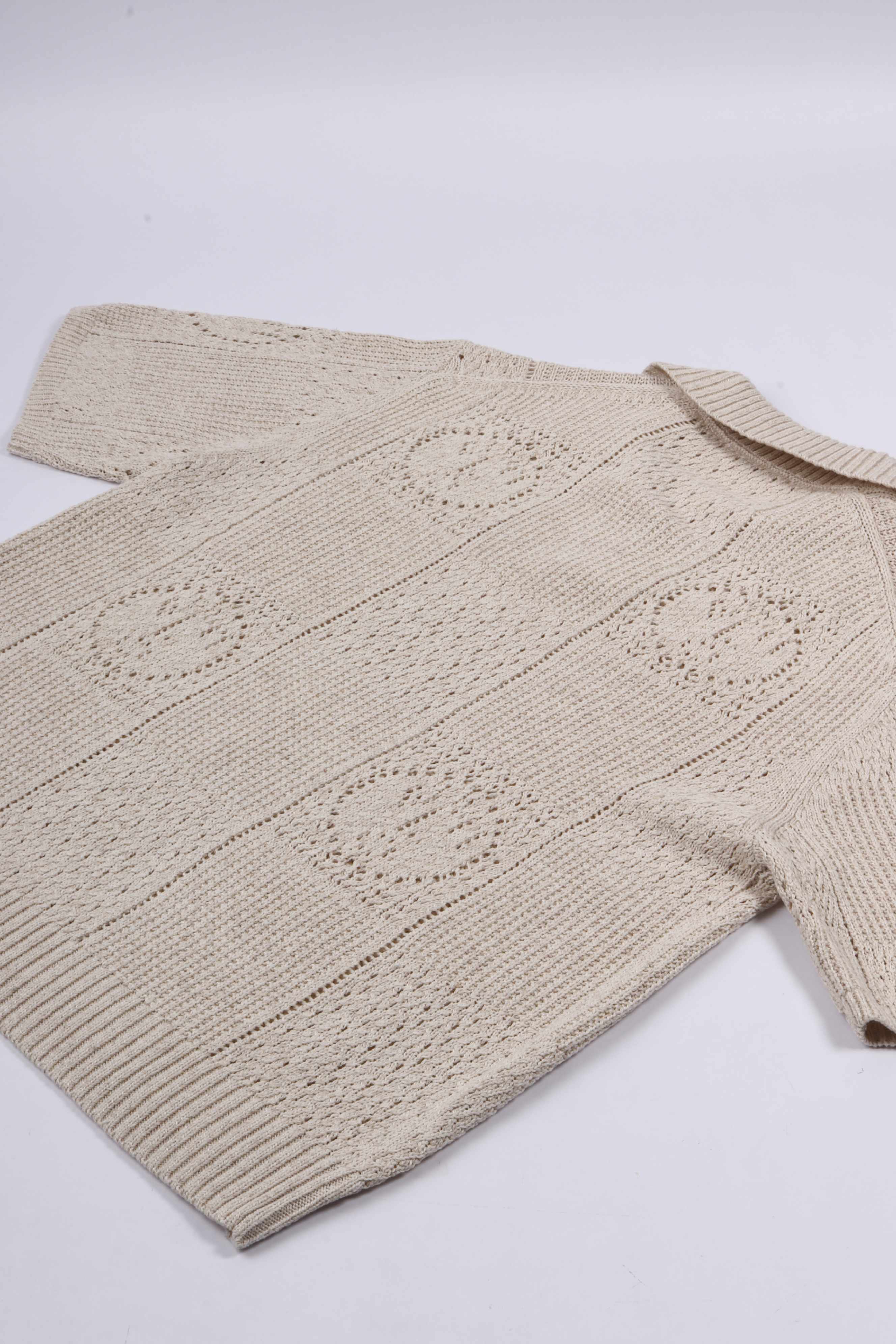 Face logo knit polo offwhite