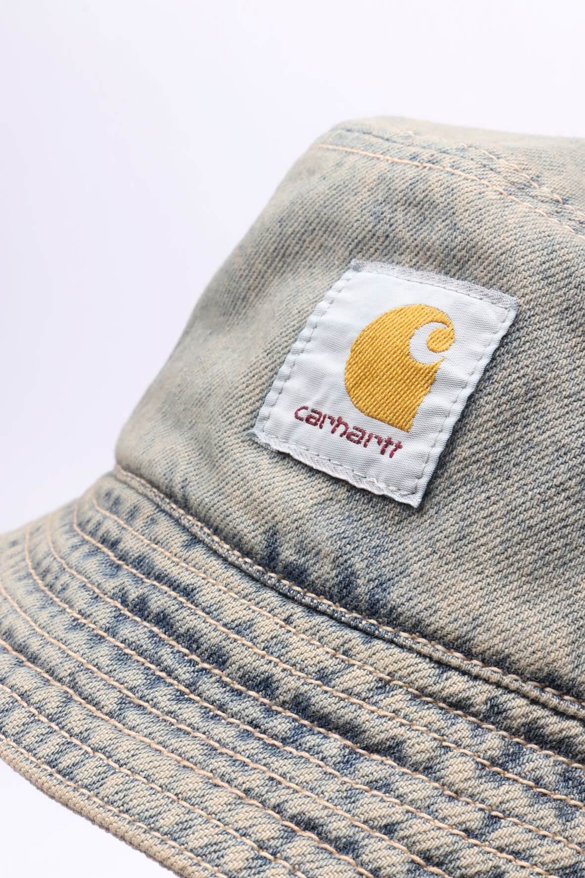 Tigan bucket hat blue / leather.