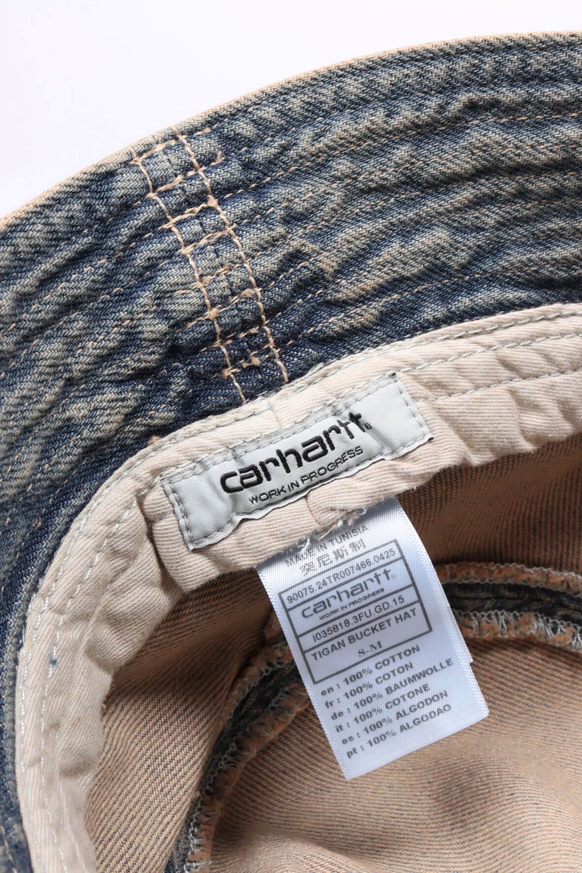 Tigan bucket hat blue / leather.